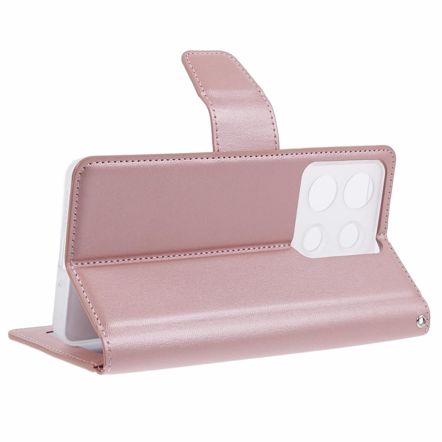 HANMAN Mill Series Phone Cover for Xiaomi Redmi Note 13 5G Case PU Leather Phone Shell Wallet - Rose Gold