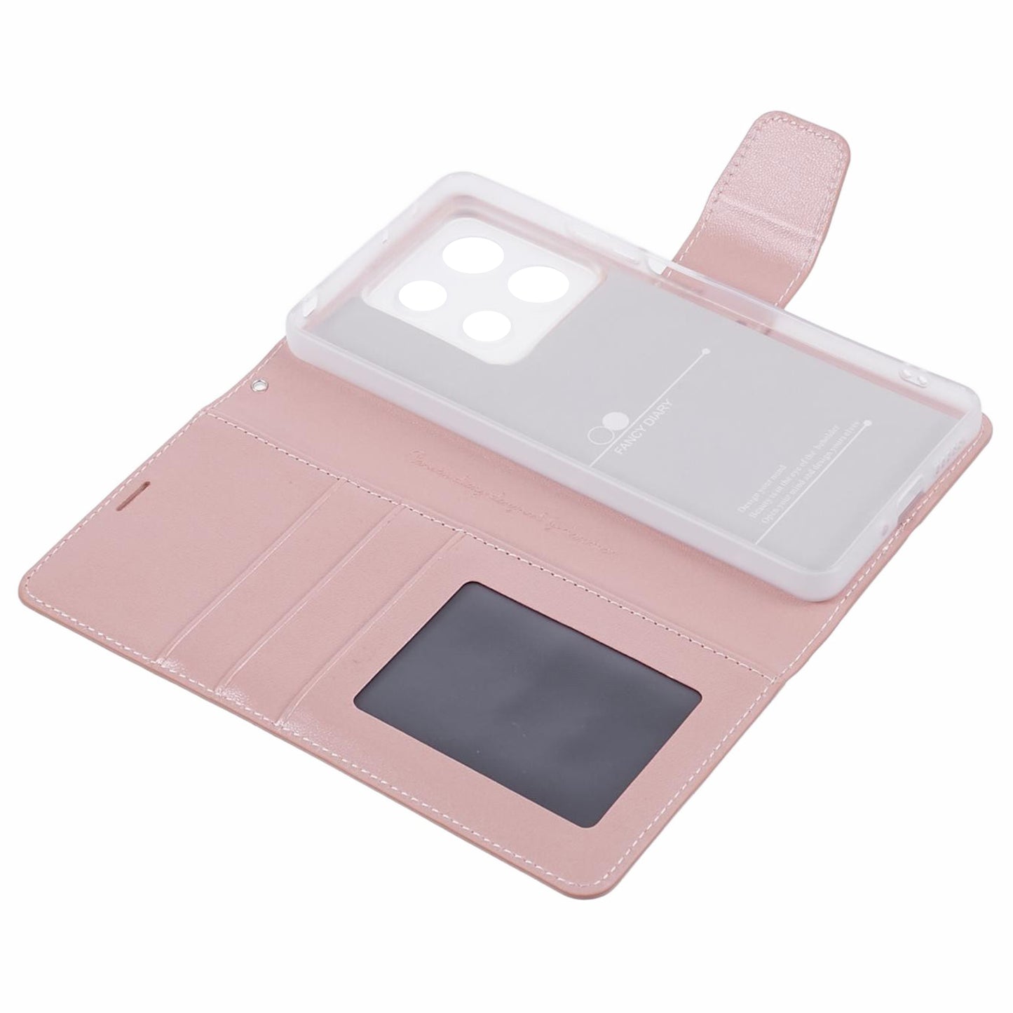 HANMAN Mill Series Phone Cover for Xiaomi Redmi Note 13 5G Case PU Leather Phone Shell Wallet - Rose Gold
