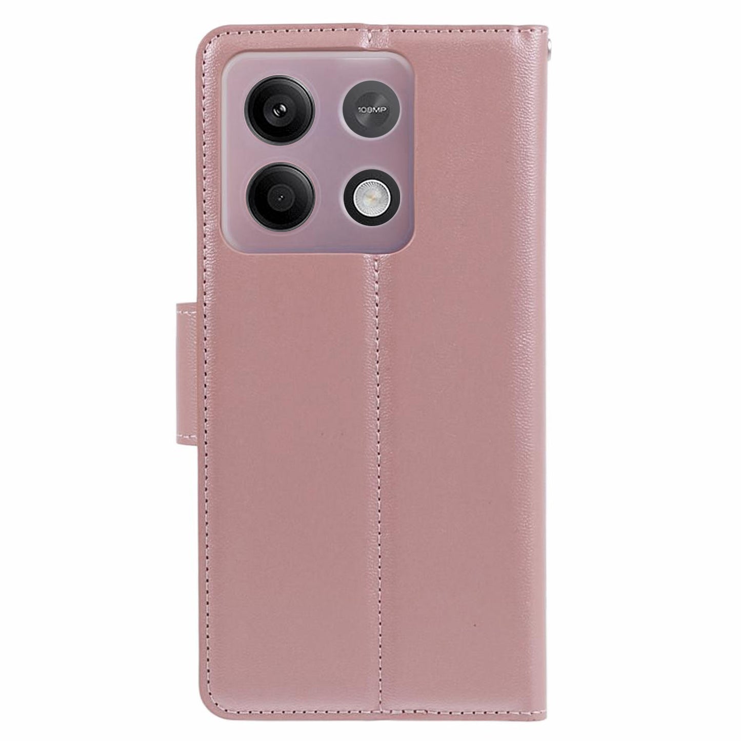 HANMAN Mill Series Phone Cover for Xiaomi Redmi Note 13 5G Case PU Leather Phone Shell Wallet - Rose Gold