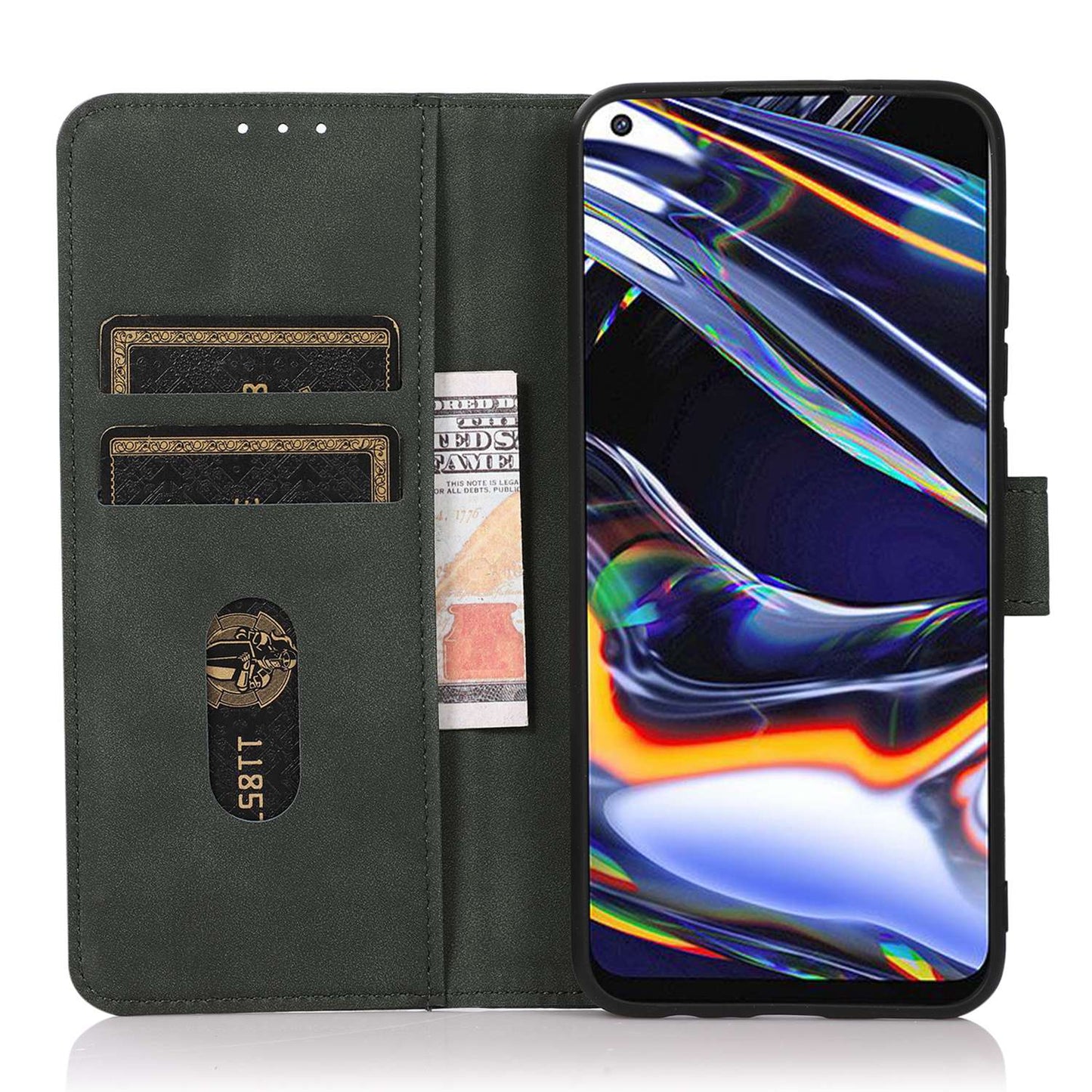 KHAZNEH For Xiaomi Redmi Note 13R Pro 5G Case TPU+PU Leather Wallet Stand Phone Cover - Green