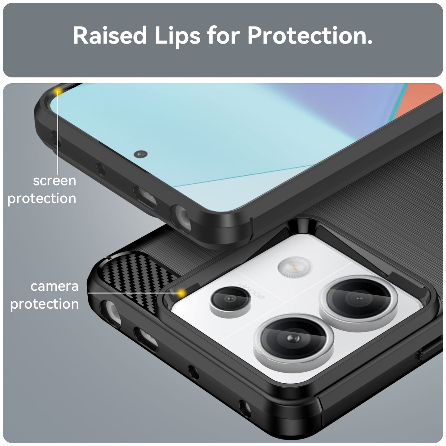 For Xiaomi Redmi Note 13 Pro 5G / Poco X6 5G TPU Cover Carbon Fiber Texture Cell Phone Case - Black