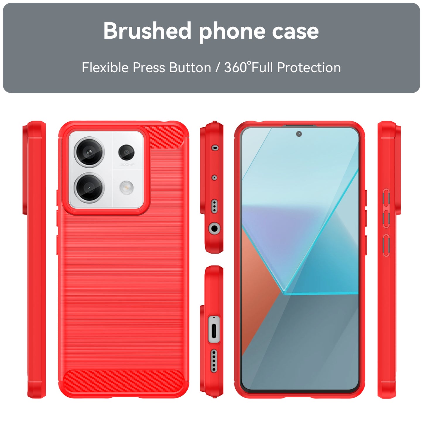 For Xiaomi Redmi Note 13 Pro 5G / Poco X6 5G TPU Cover Carbon Fiber Texture Cell Phone Case - Red