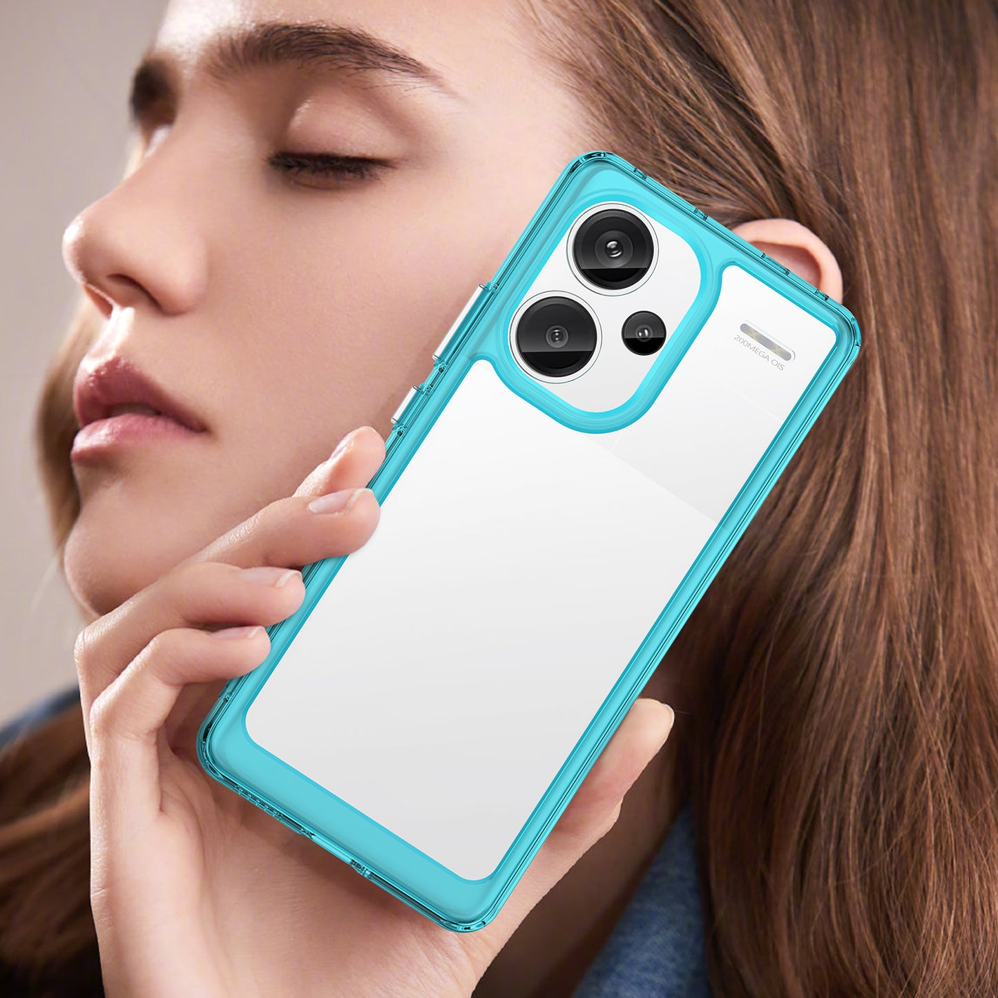 For Xiaomi Redmi Note 13 Pro+ 5G Phone Case TPU + Acrylic Cover Colorful Frame - Transparent Blue