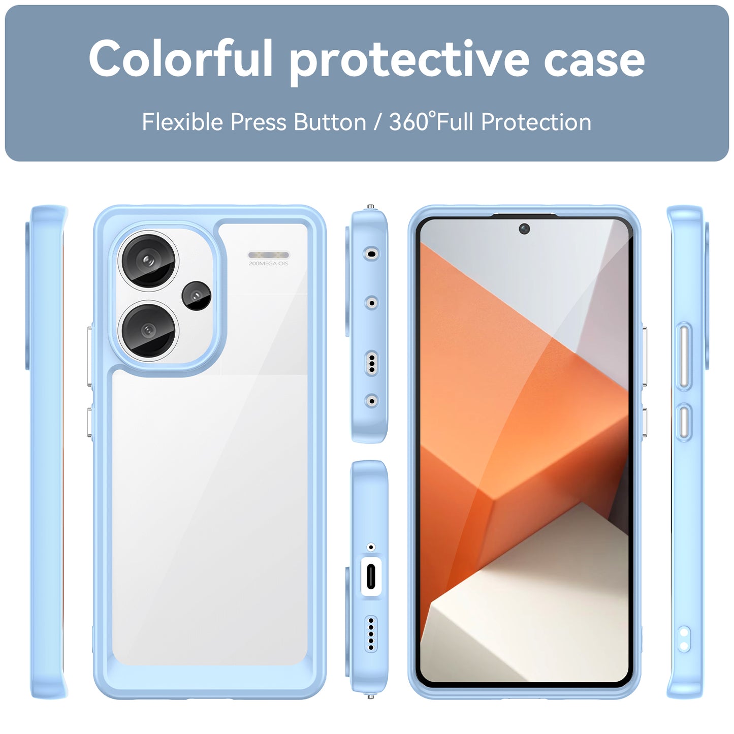 For Xiaomi Redmi Note 13 Pro+ 5G Phone Case TPU + Acrylic Cover Colorful Frame - Blue