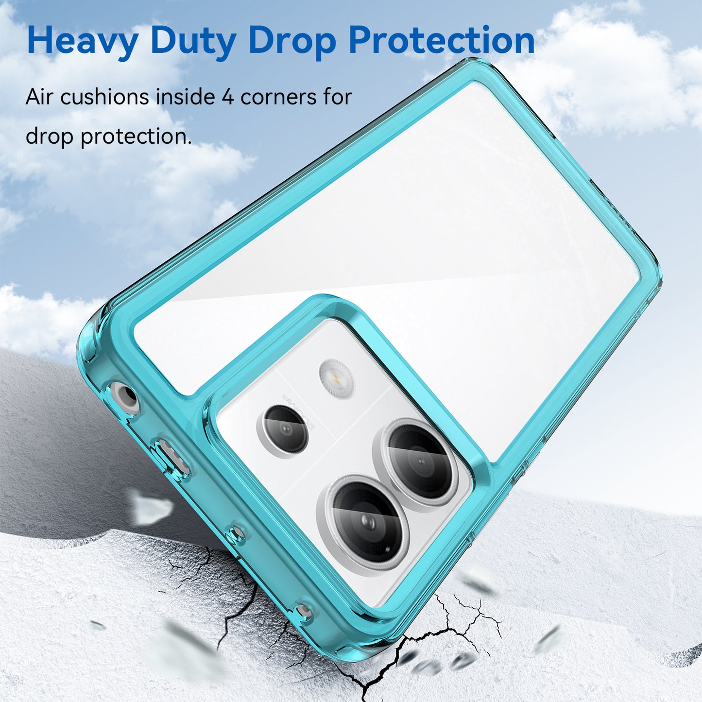 For Xiaomi Redmi Note 13 Pro 5G / Poco X6 5G Phone Case TPU+Acrylic Protective Cover - Transparent Blue