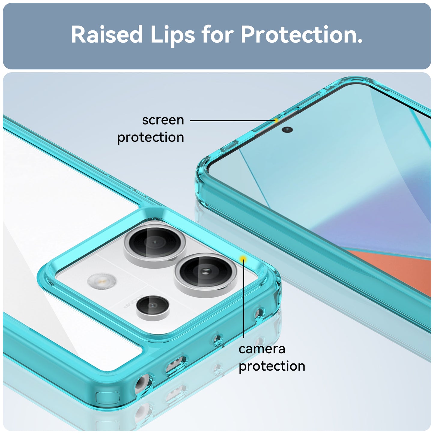 For Xiaomi Redmi Note 13 Pro 5G / Poco X6 5G Phone Case TPU+Acrylic Protective Cover - Transparent Blue