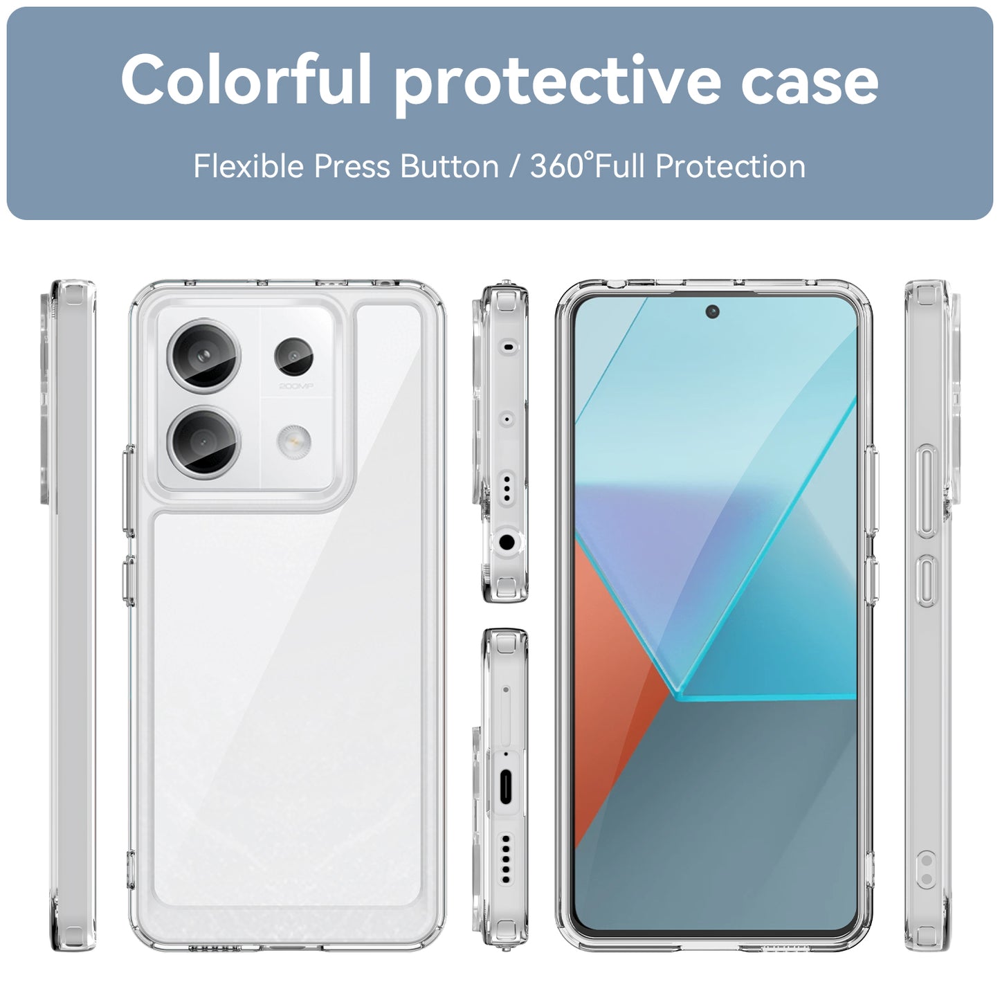 For Xiaomi Redmi Note 13 Pro 5G / Poco X6 5G Phone Case TPU+Acrylic Protective Cover - Transparent