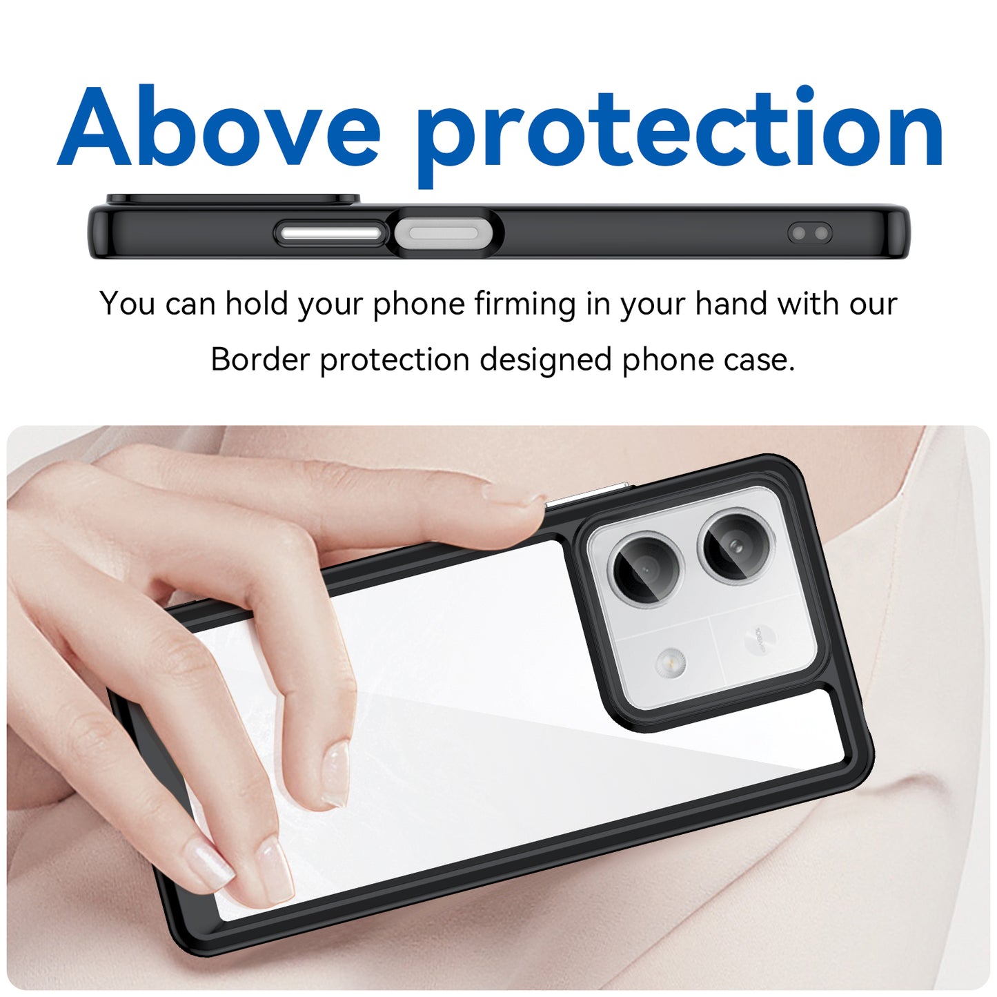 For Xiaomi Redmi Note 13 5G Phone Case Colorful TPU Frame+Acrylic Clear Back - Black