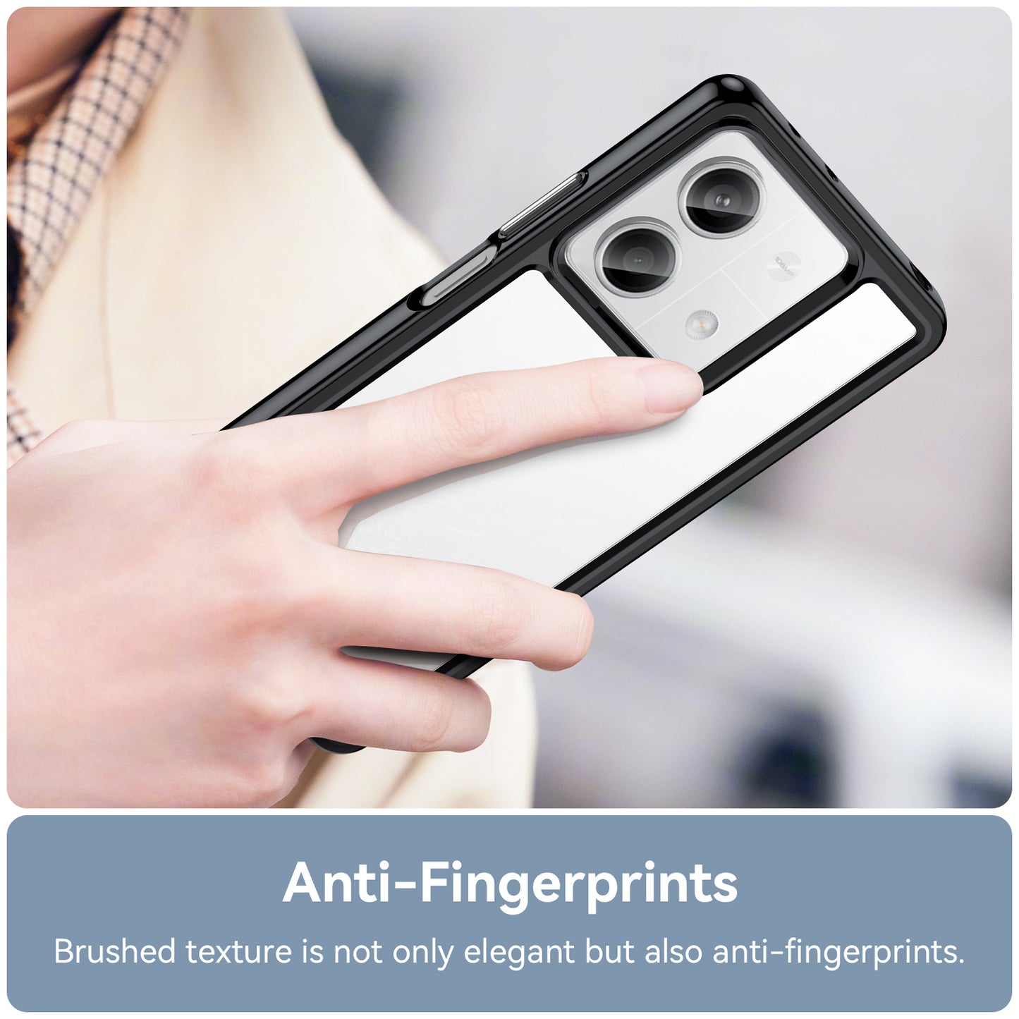 For Xiaomi Redmi Note 13 5G Phone Case Colorful TPU Frame+Acrylic Clear Back - Black