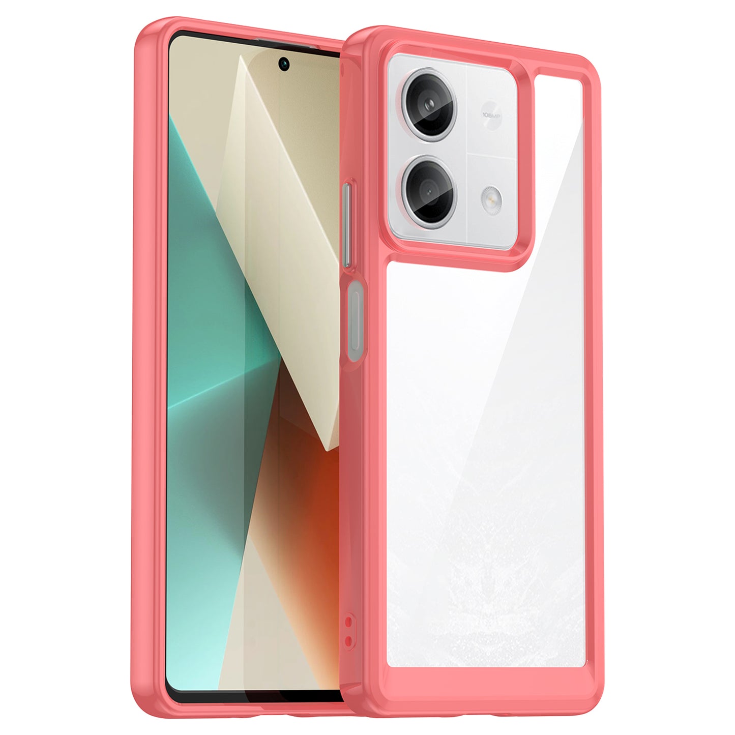 For Xiaomi Redmi Note 13 5G Phone Case Colorful TPU Frame+Acrylic Clear Back - Red