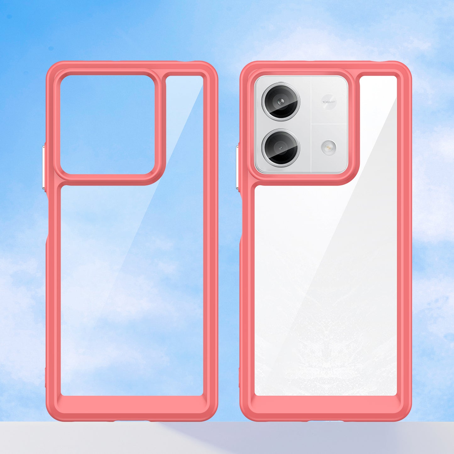 For Xiaomi Redmi Note 13 5G Phone Case Colorful TPU Frame+Acrylic Clear Back - Red