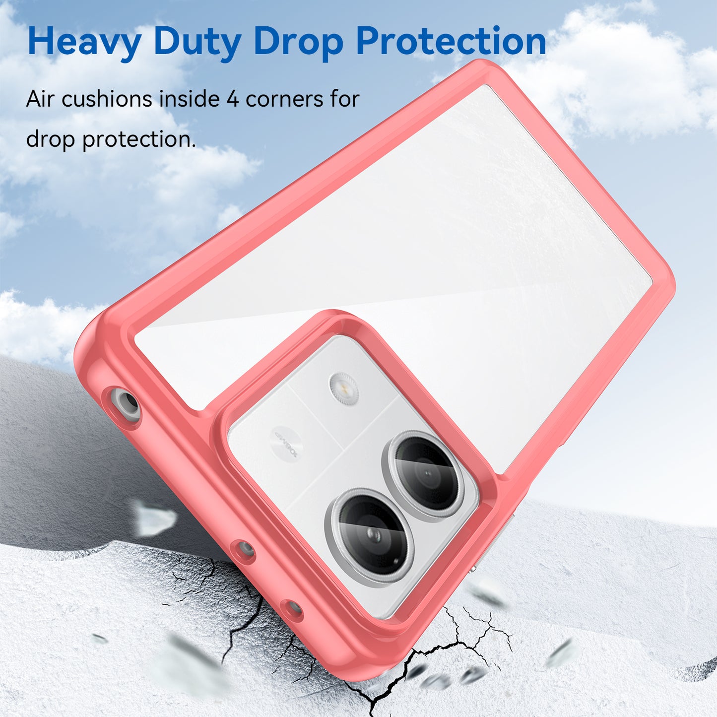 For Xiaomi Redmi Note 13 5G Phone Case Colorful TPU Frame+Acrylic Clear Back - Red