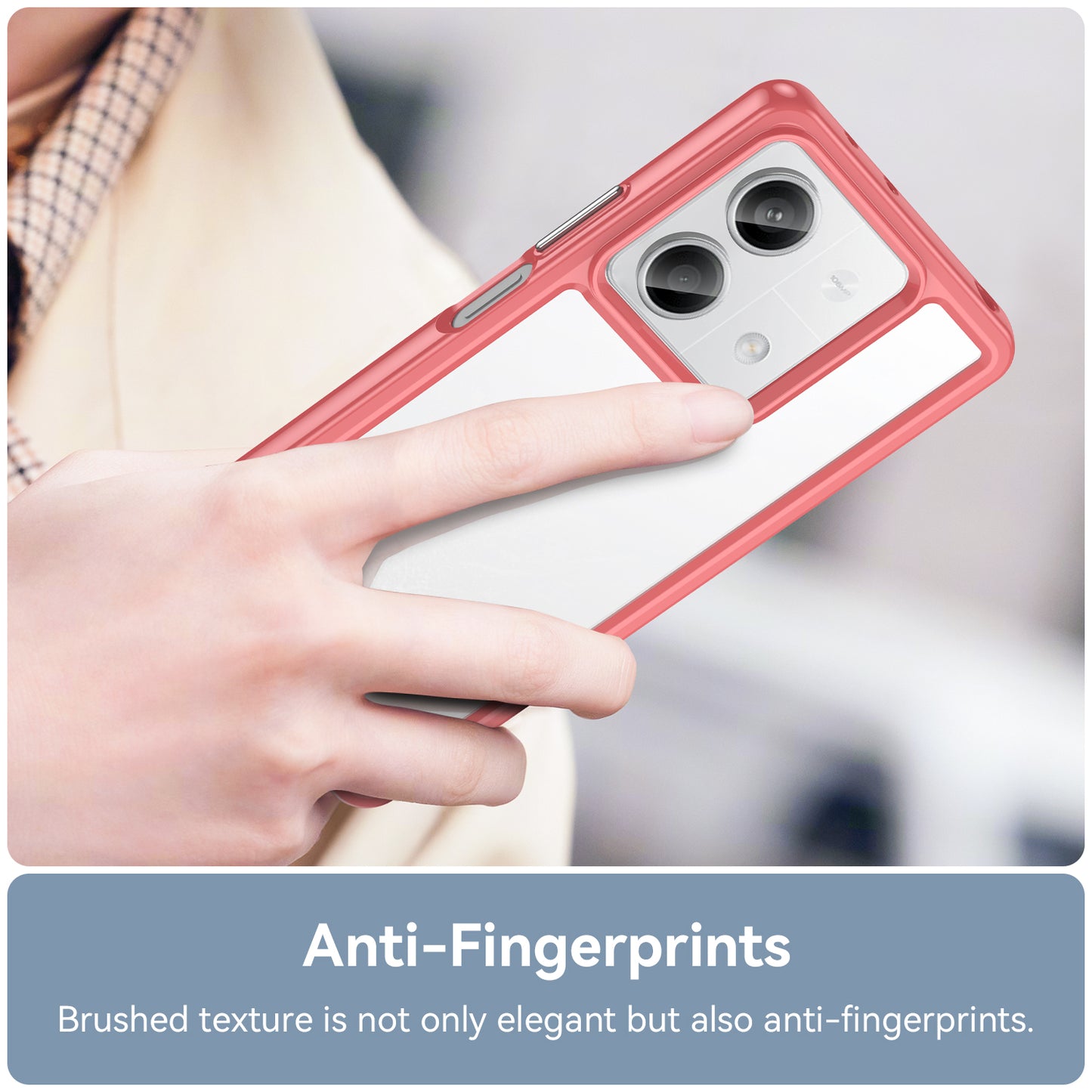 For Xiaomi Redmi Note 13 5G Phone Case Colorful TPU Frame+Acrylic Clear Back - Red