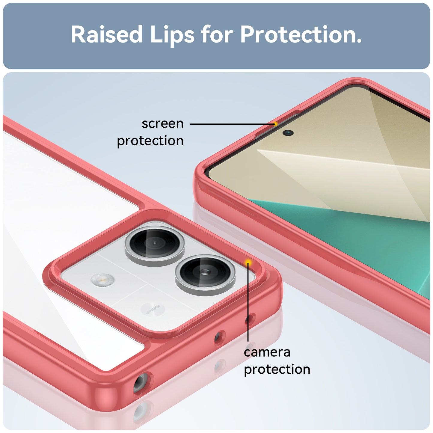 For Xiaomi Redmi Note 13 5G Phone Case Colorful TPU Frame+Acrylic Clear Back - Red