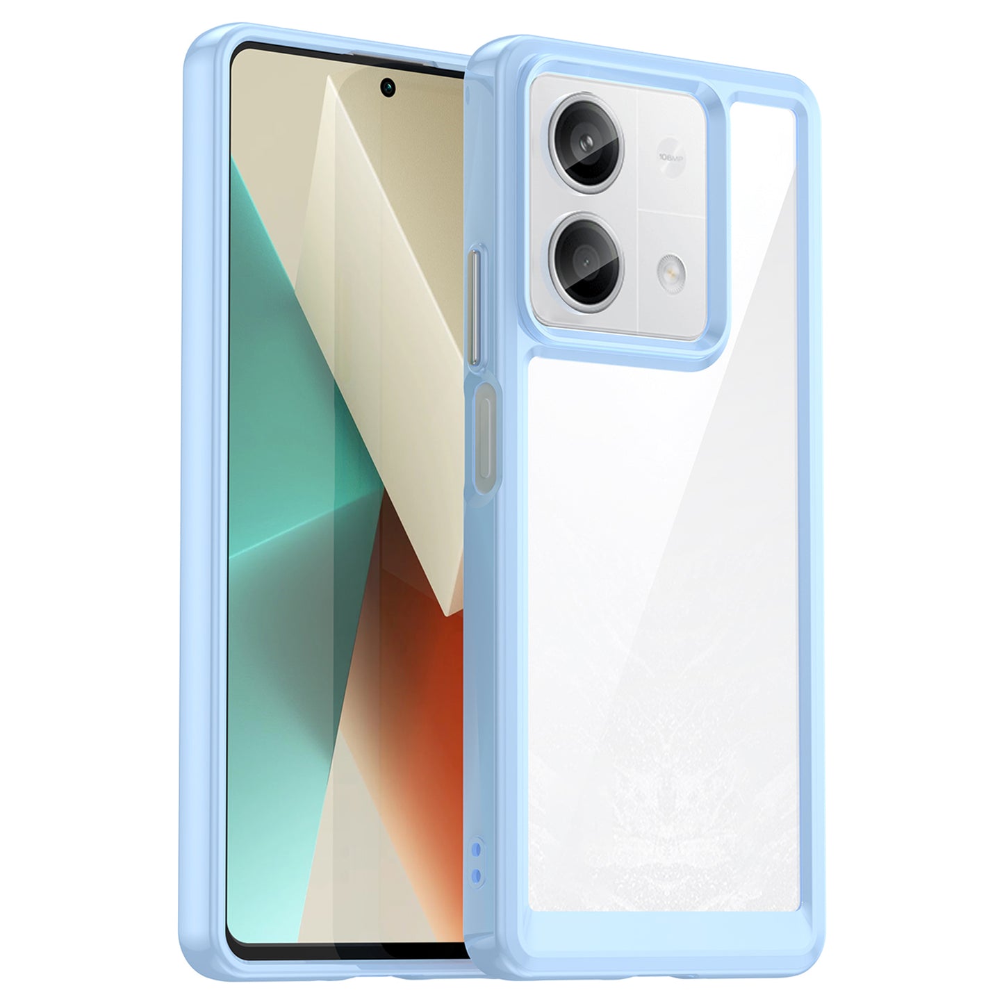 For Xiaomi Redmi Note 13 5G Phone Case Colorful TPU Frame+Acrylic Clear Back - Blue