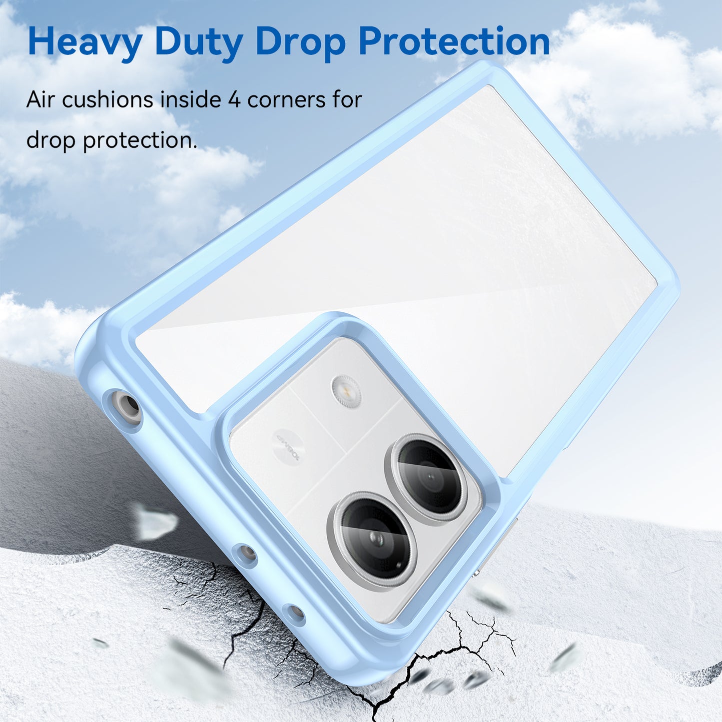 For Xiaomi Redmi Note 13 5G Phone Case Colorful TPU Frame+Acrylic Clear Back - Blue