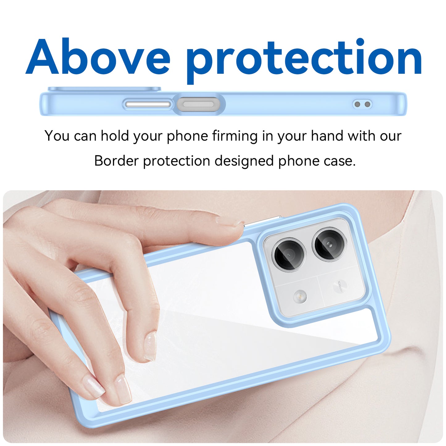 For Xiaomi Redmi Note 13 5G Phone Case Colorful TPU Frame+Acrylic Clear Back - Blue