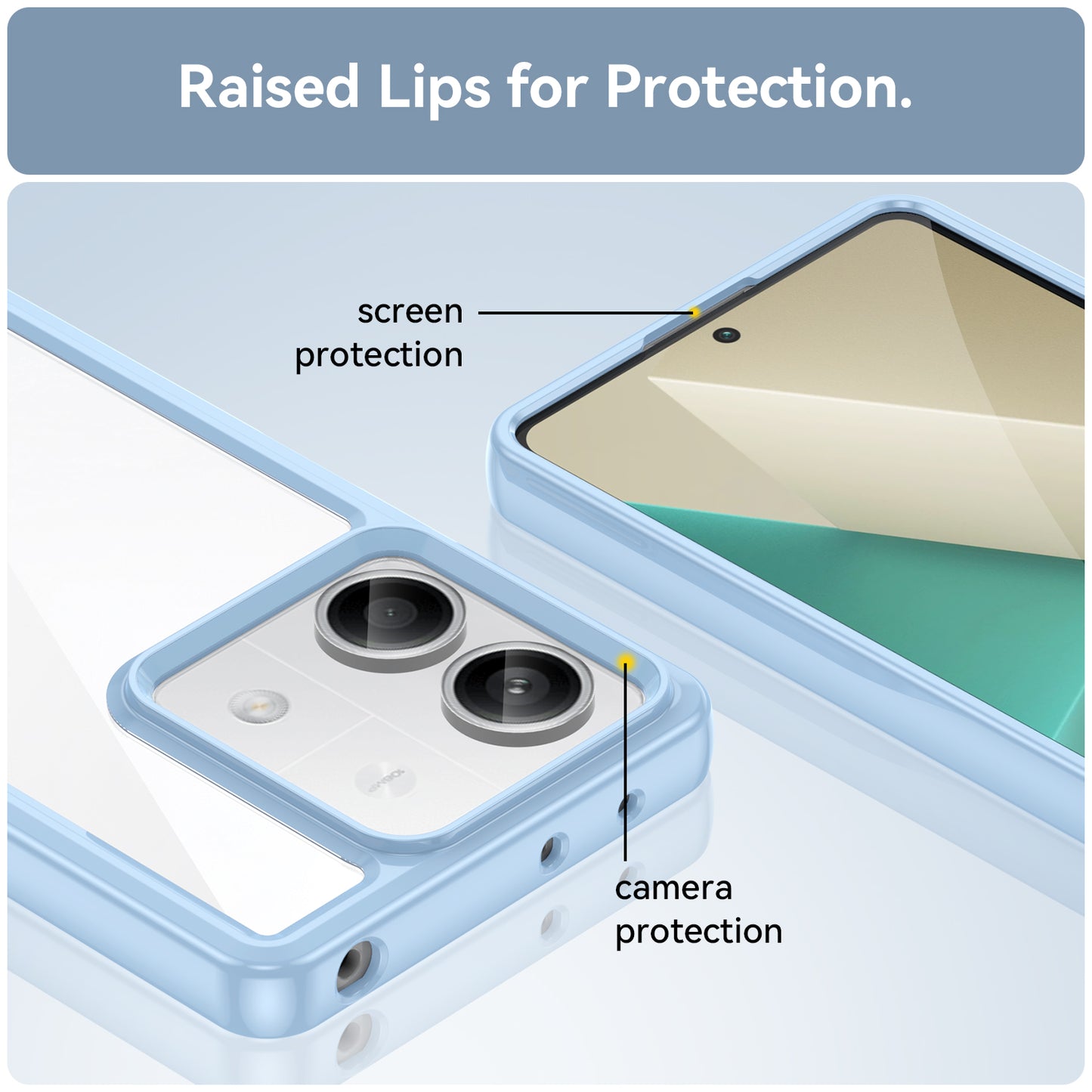 For Xiaomi Redmi Note 13 5G Phone Case Colorful TPU Frame+Acrylic Clear Back - Blue