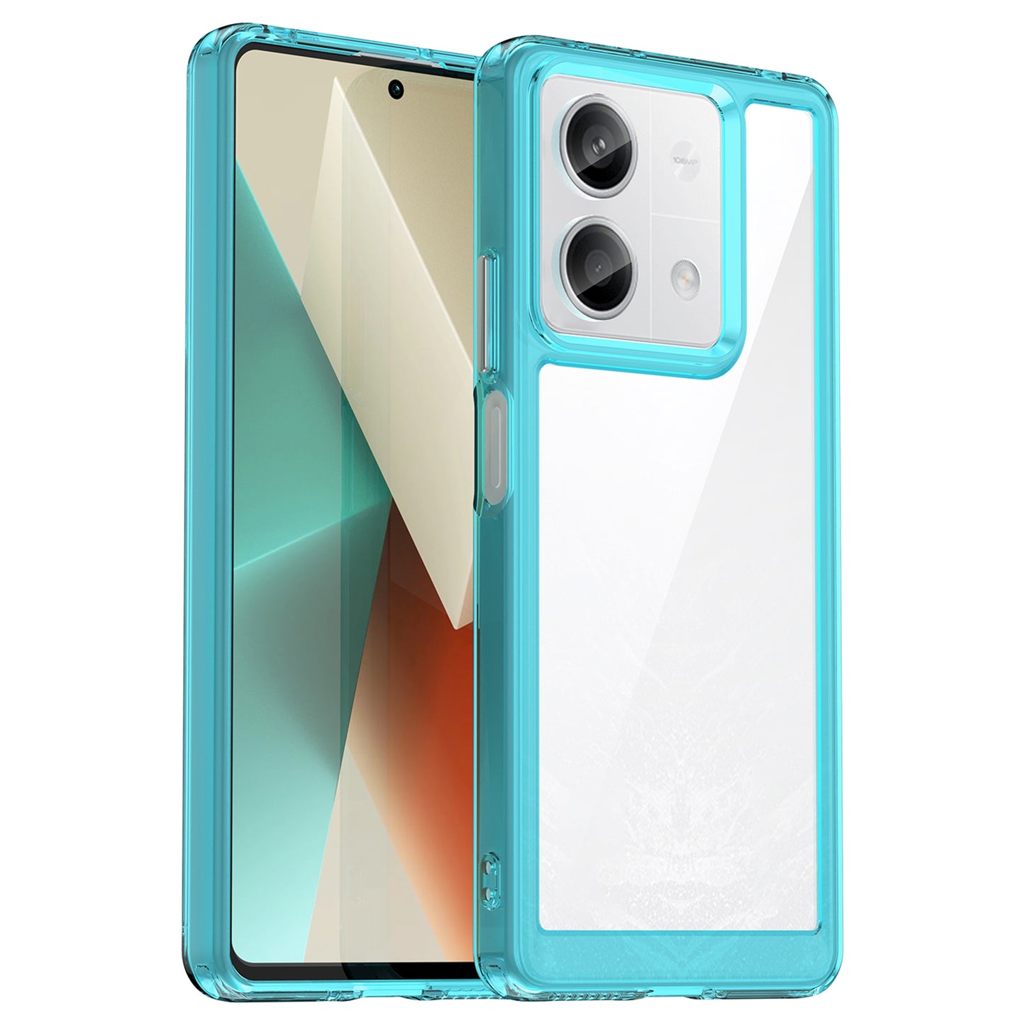 For Xiaomi Redmi Note 13 5G Phone Case Colorful TPU Frame+Acrylic Clear Back - Transparent Blue