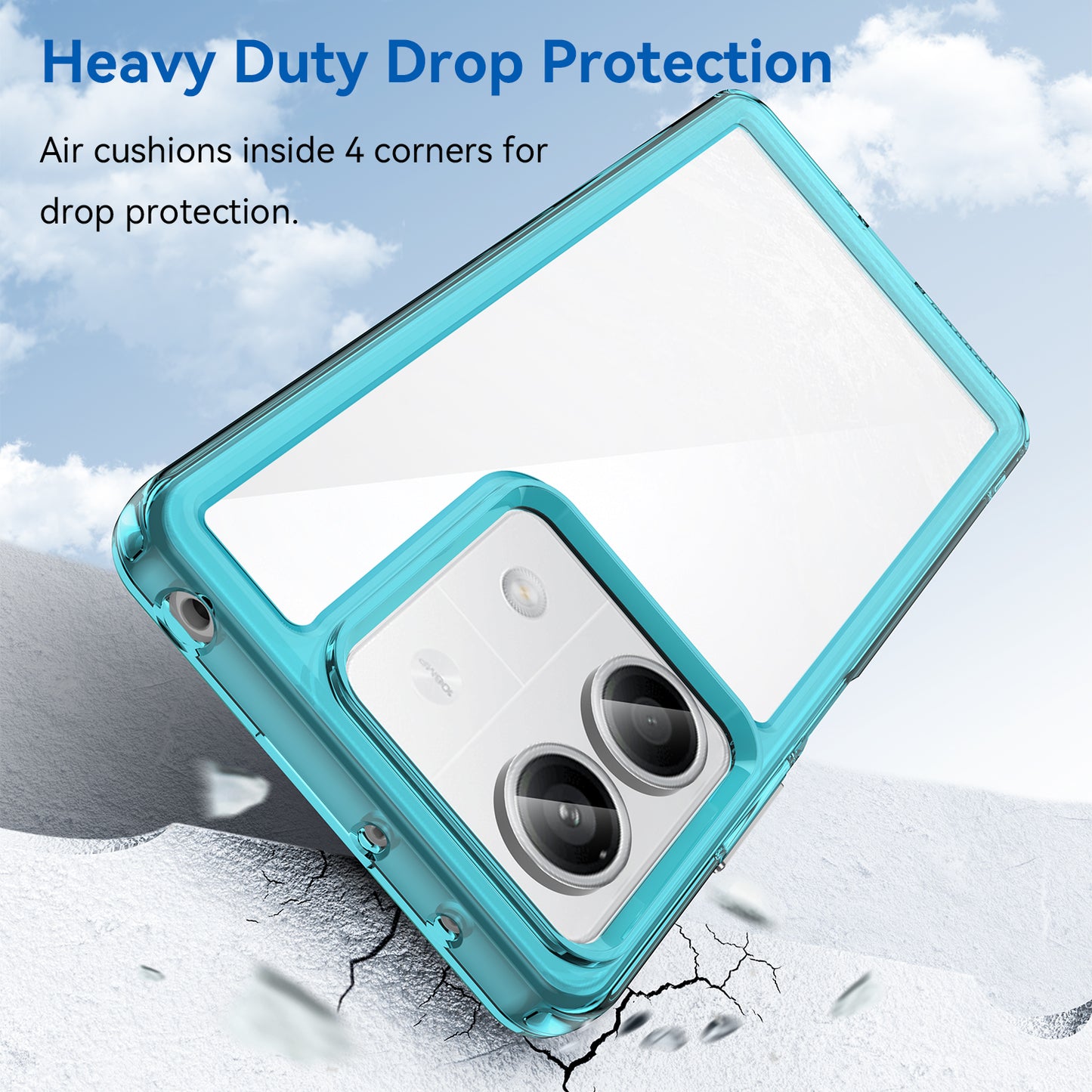 For Xiaomi Redmi Note 13 5G Phone Case Colorful TPU Frame+Acrylic Clear Back - Transparent Blue