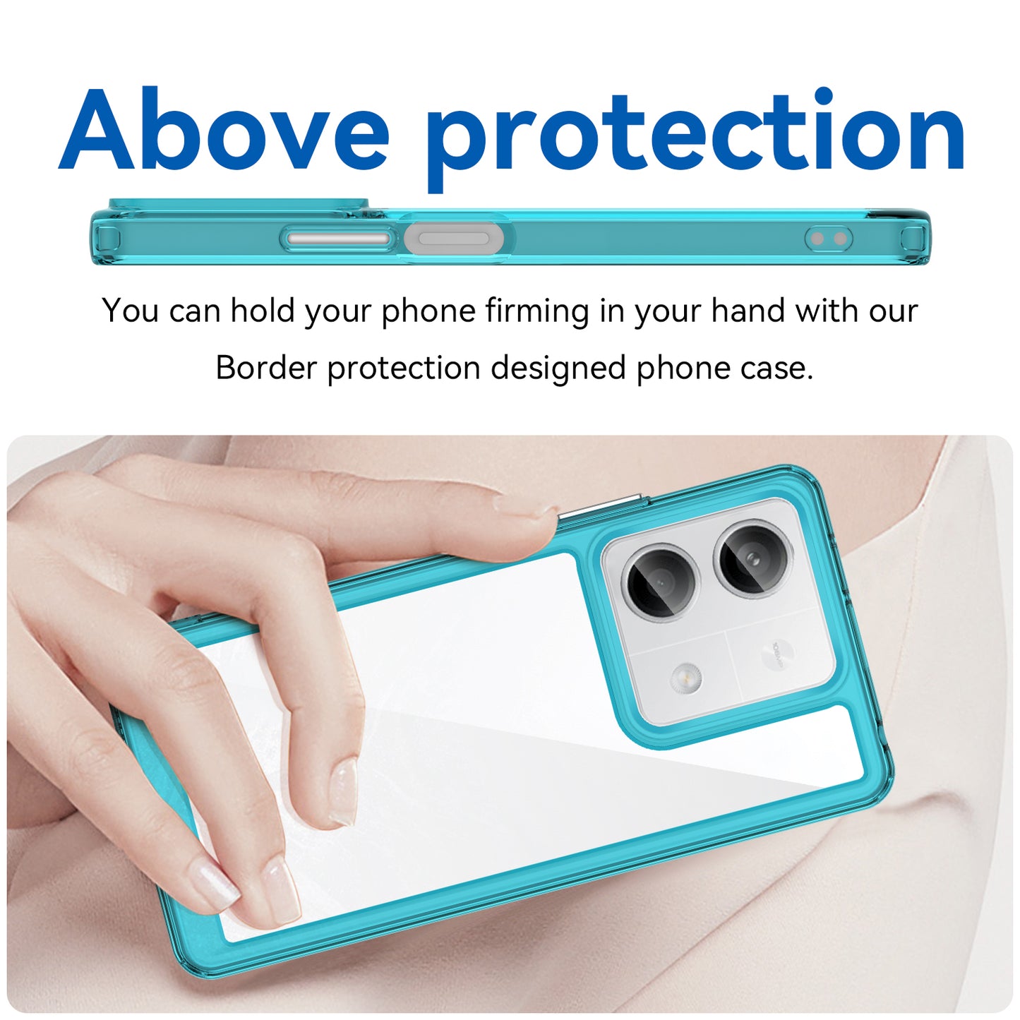 For Xiaomi Redmi Note 13 5G Phone Case Colorful TPU Frame+Acrylic Clear Back - Transparent Blue