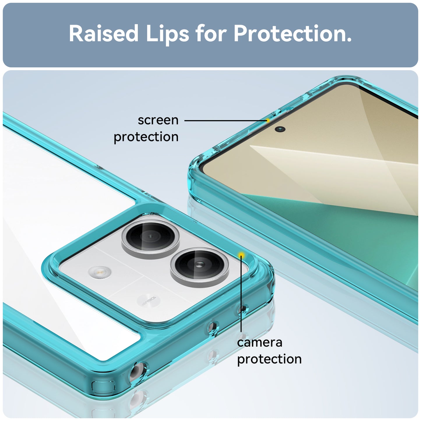 For Xiaomi Redmi Note 13 5G Phone Case Colorful TPU Frame+Acrylic Clear Back - Transparent Blue