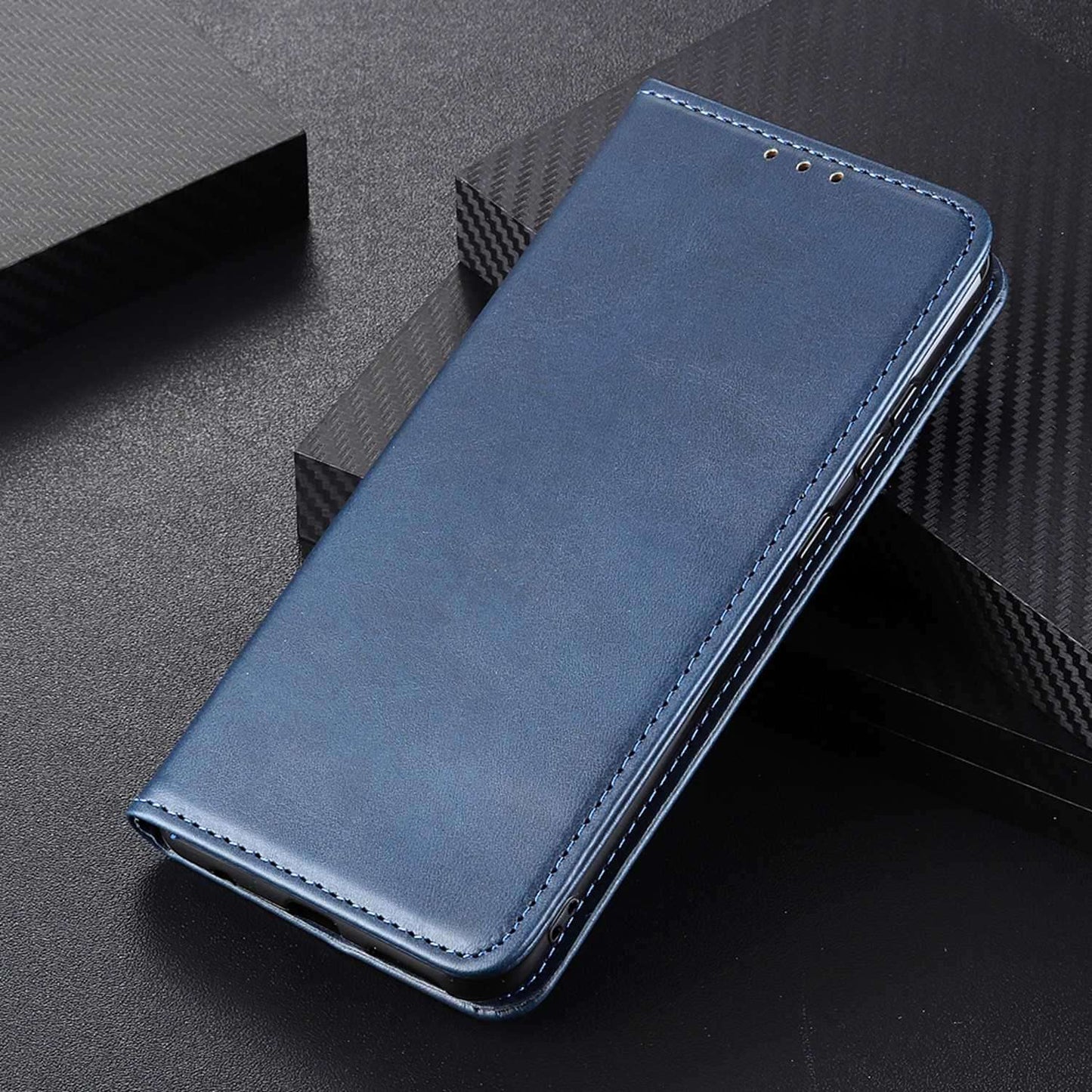 For Xiaomi Redmi Note 13R Pro 5G Split Leather Case Wallet Magnetic Closing Cover - Blue
