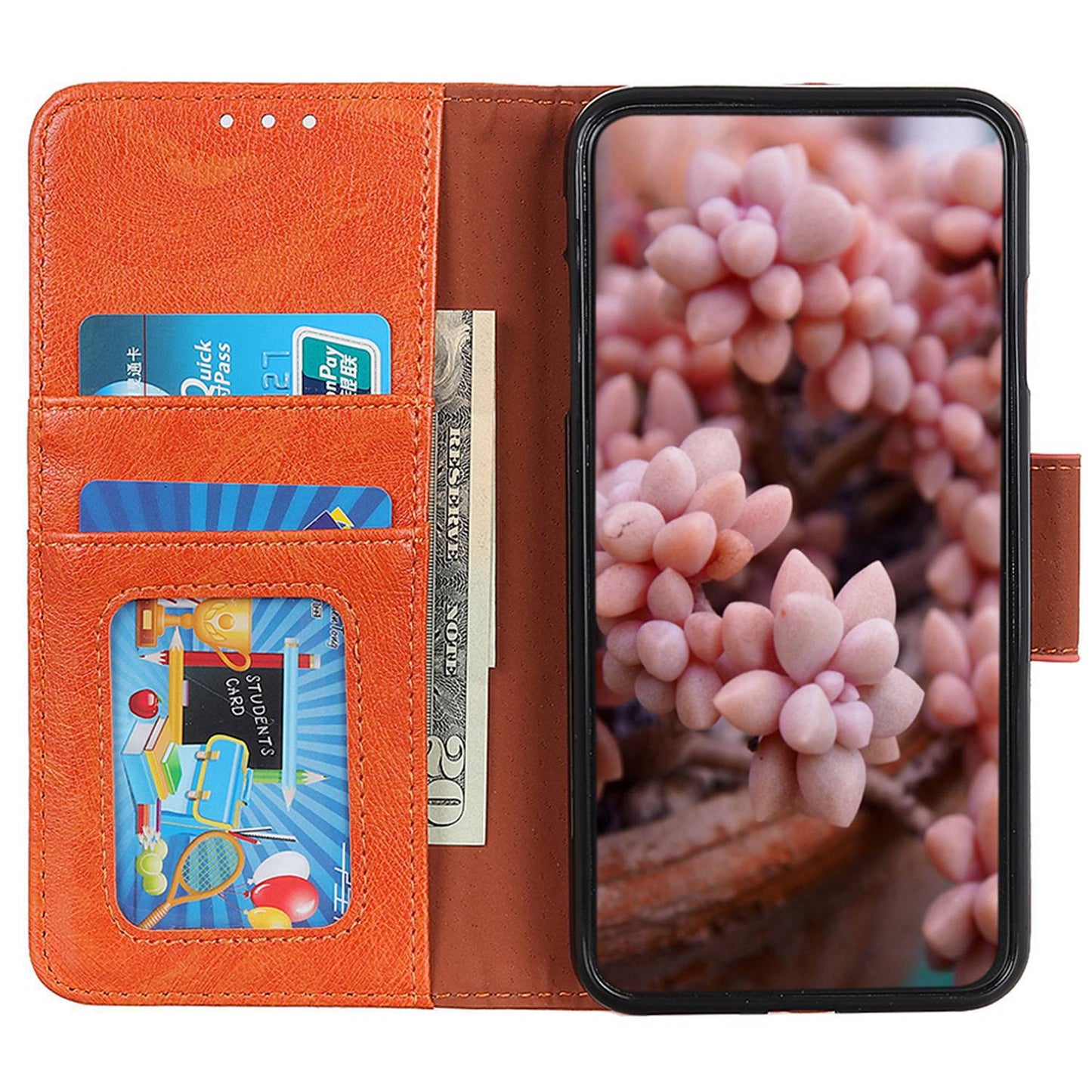 For Xiaomi Redmi Note 13R Pro 5G Wallet Cover Split Leather Case Nappa Texture - Orange