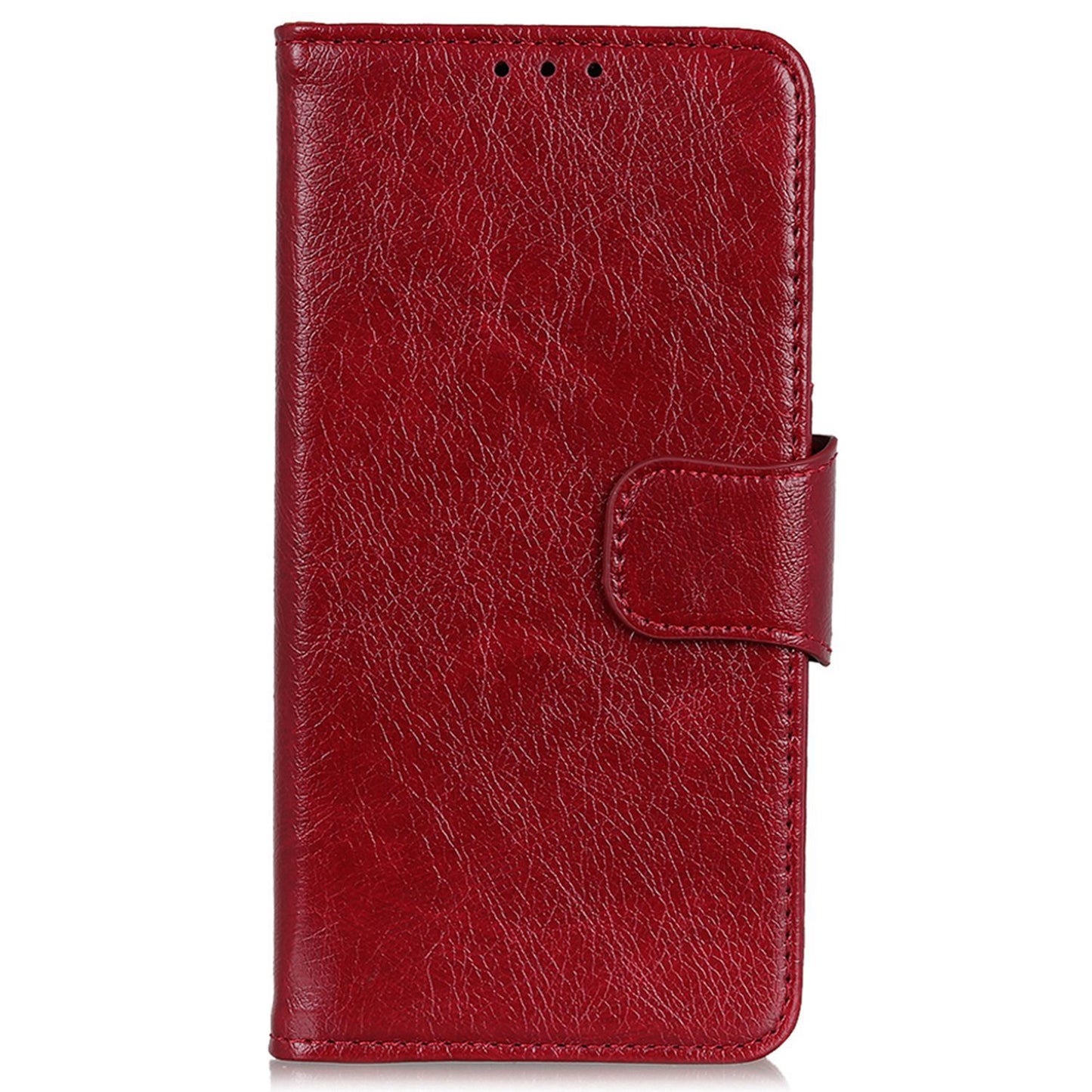 For Xiaomi Redmi Note 13R Pro 5G Wallet Cover Split Leather Case Nappa Texture - Red