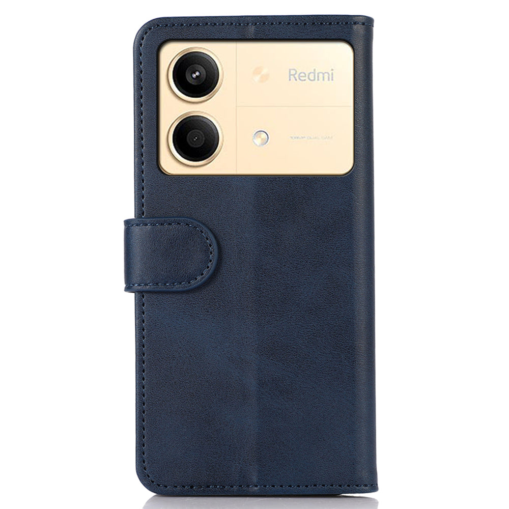 For Xiaomi Redmi Note 13R Pro 5G Leather Case Cowhide Texture Phone Wallet Cover - Blue
