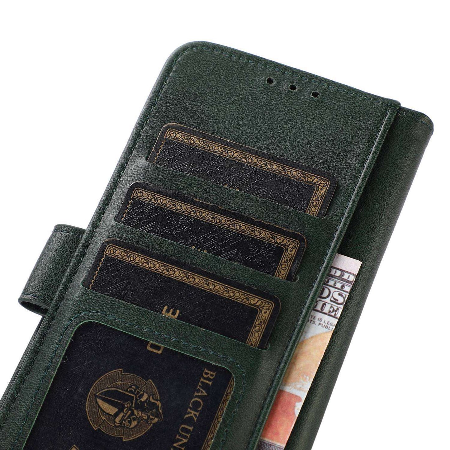 For Xiaomi Redmi Note 13R Pro 5G Leather Case Cowhide Texture Phone Wallet Cover - Green