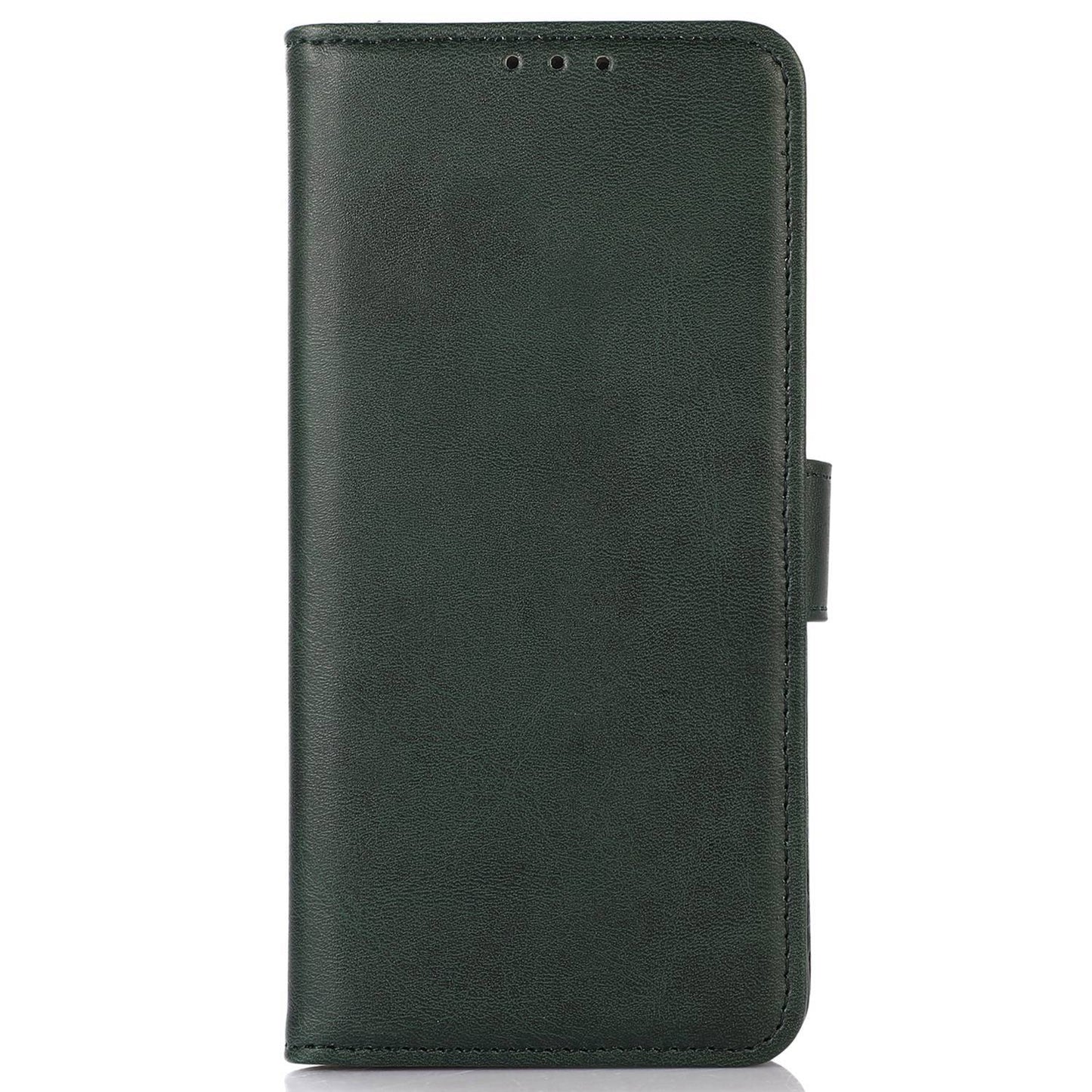 For Xiaomi Redmi Note 13R Pro 5G Leather Case Cowhide Texture Phone Wallet Cover - Green