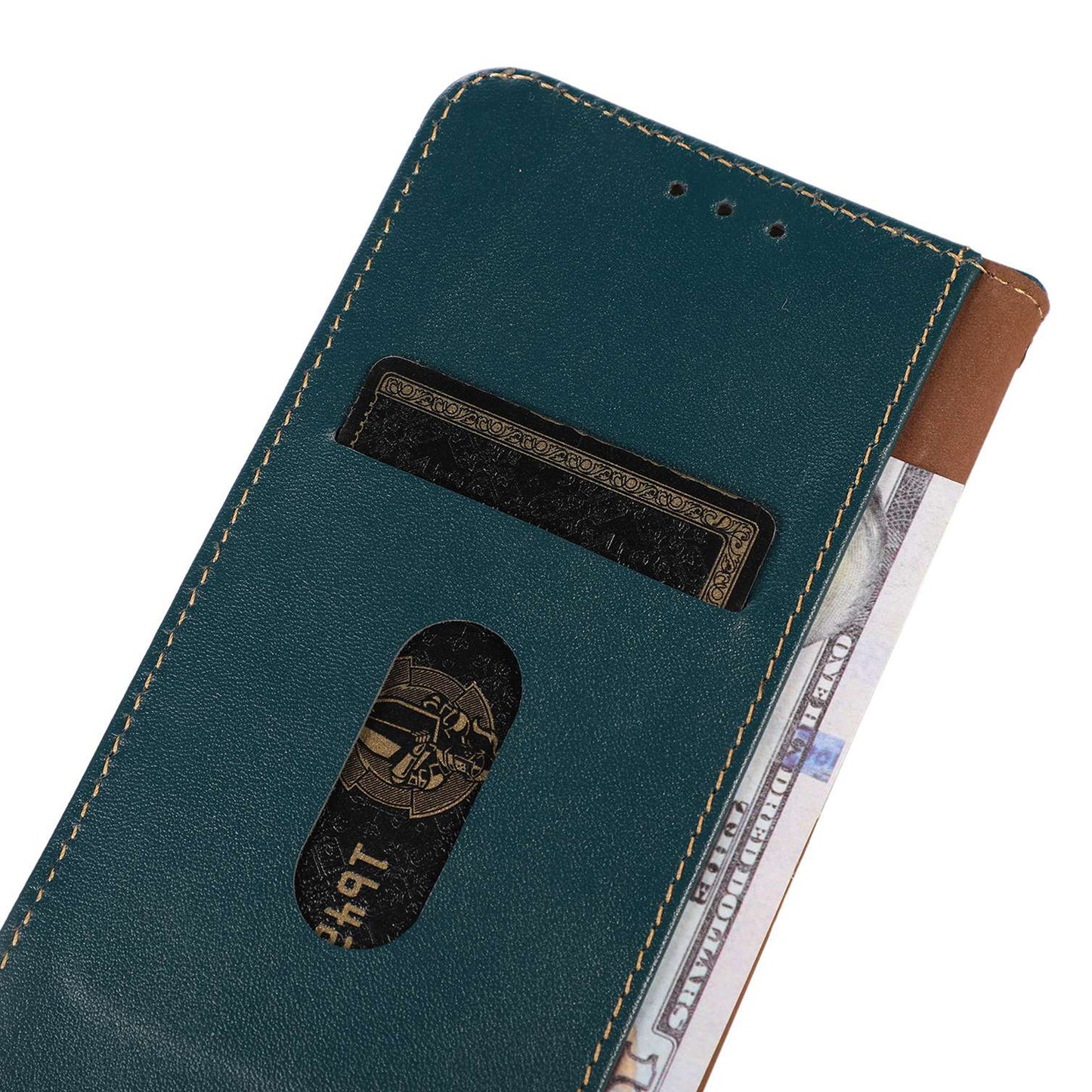 KHAZNEH For Xiaomi Redmi Note 13R Pro 5G Phone Case Genuine Cow Leather RFID Blocking - Green