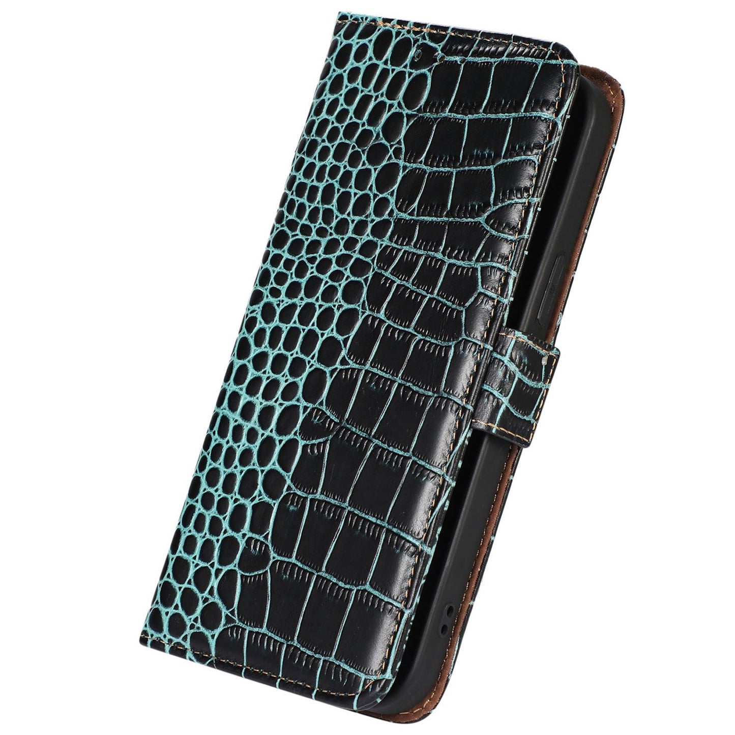 For Xiaomi Redmi Note 13R Pro 5G Phone Case Genuine Cow Leather Cover with Wallet Stand - Green