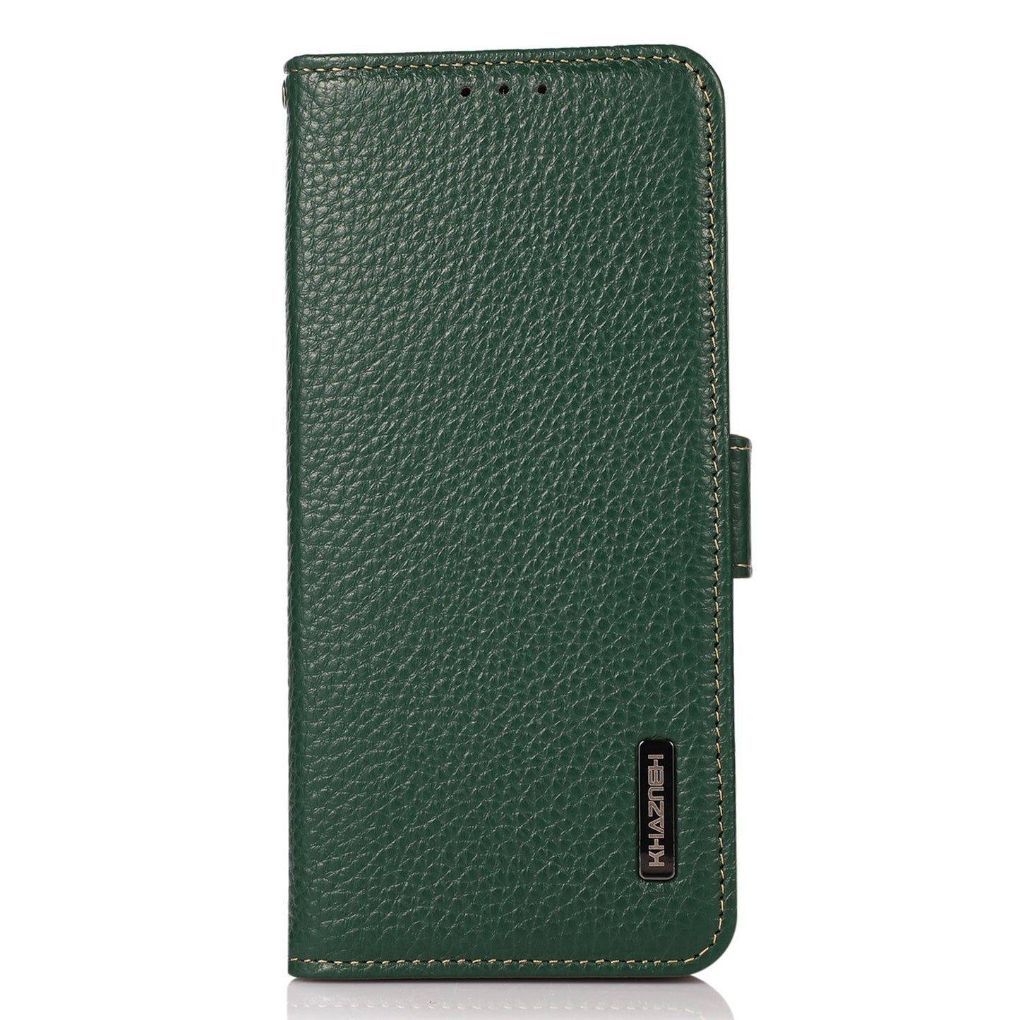KHAZNEH For Xiaomi Redmi Note 13R Pro 5G Genuine Cow Leather Case RFID Blocking Protection Phone Cover - Green