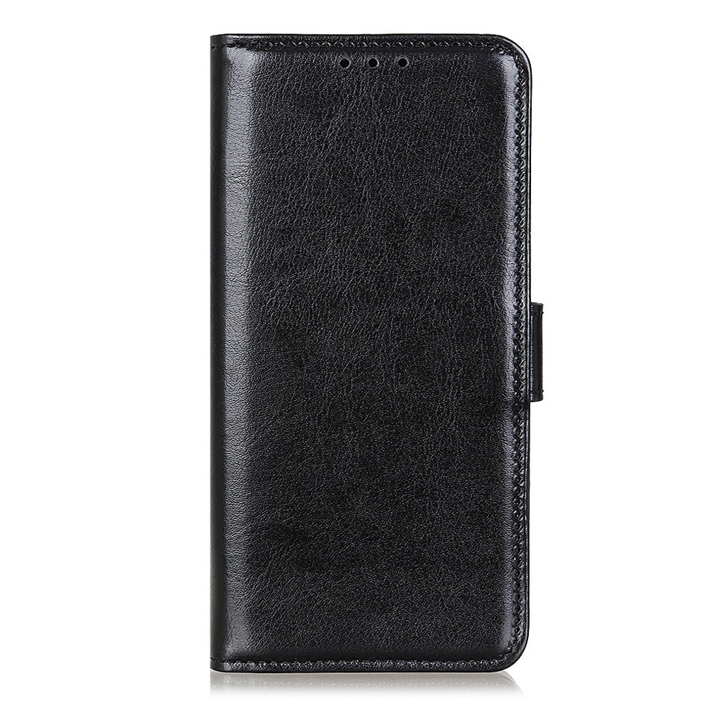 For Xiaomi Redmi Note 13R Pro 5G Cases Crazy Horse Texture PU Leather Slim-Fit Phone Stand Cover - Black