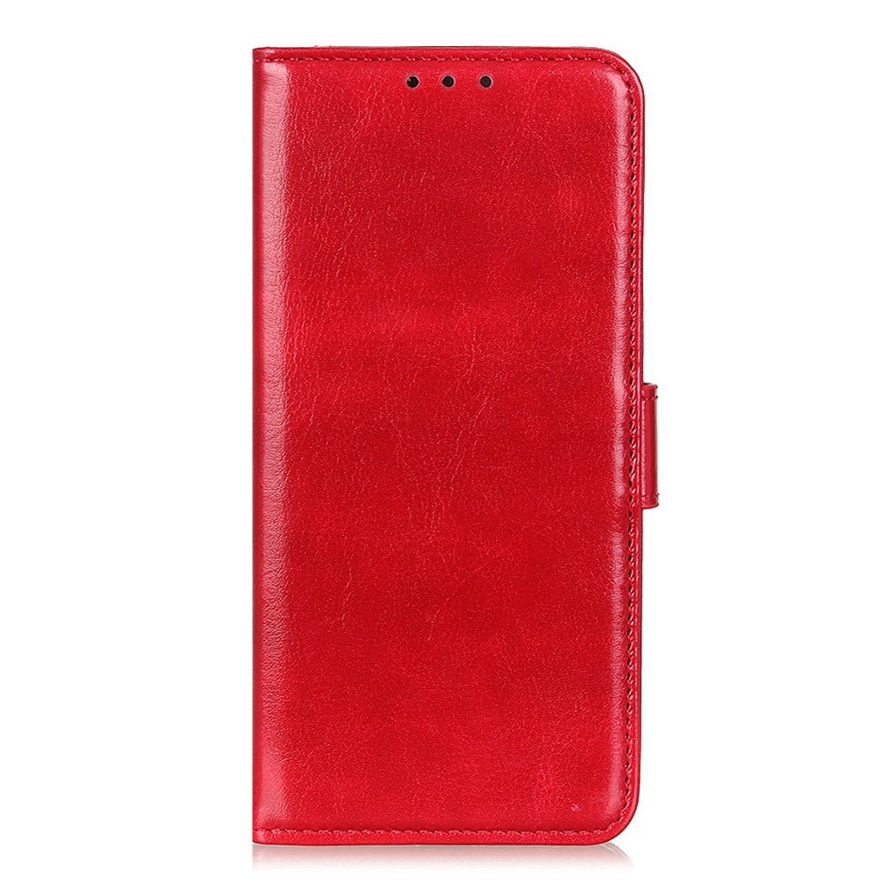 For Xiaomi Redmi Note 13R Pro 5G Cases Crazy Horse Texture PU Leather Slim-Fit Phone Stand Cover - Red