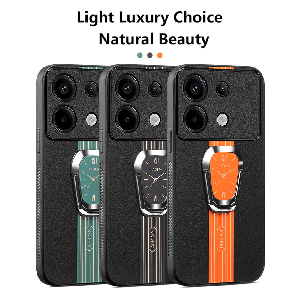 KADEM For Xiaomi Redmi Note 13 4G Cell Phone Case Electroplating Watch Pattern Design Shell - Orange
