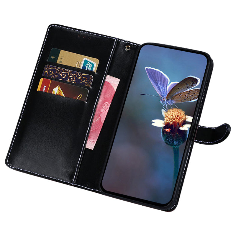 IDEWEI For Xiaomi Redmi Note 13 Pro 5G / Poco X6 5G Case Leather Wallet Phone Cover with Crocodile Texture - Black