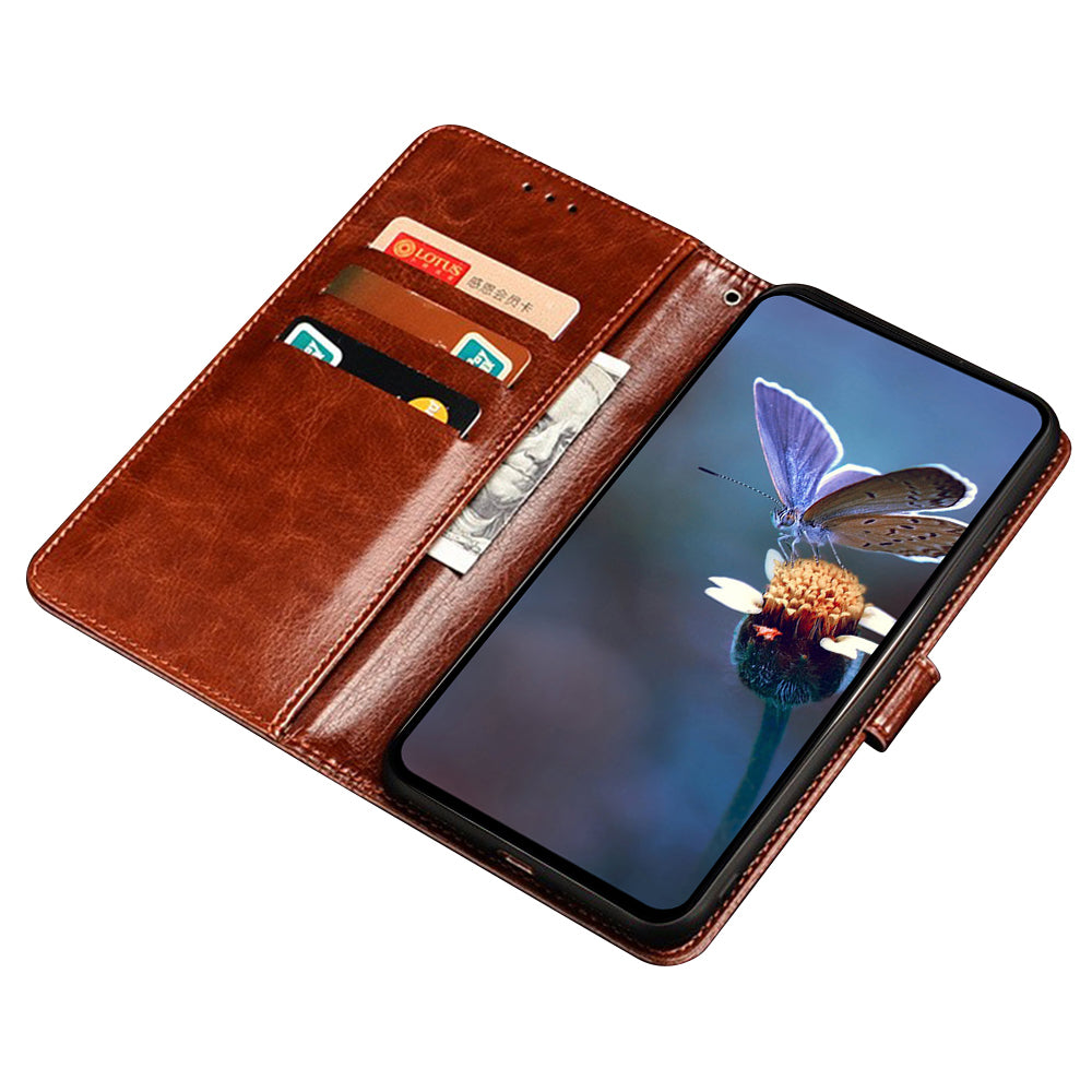 IDEWEI For Xiaomi Redmi Note 13 Pro 5G / Poco X6 5G Case Crazy Horse Leather Flip Stand Phone Cover - Black