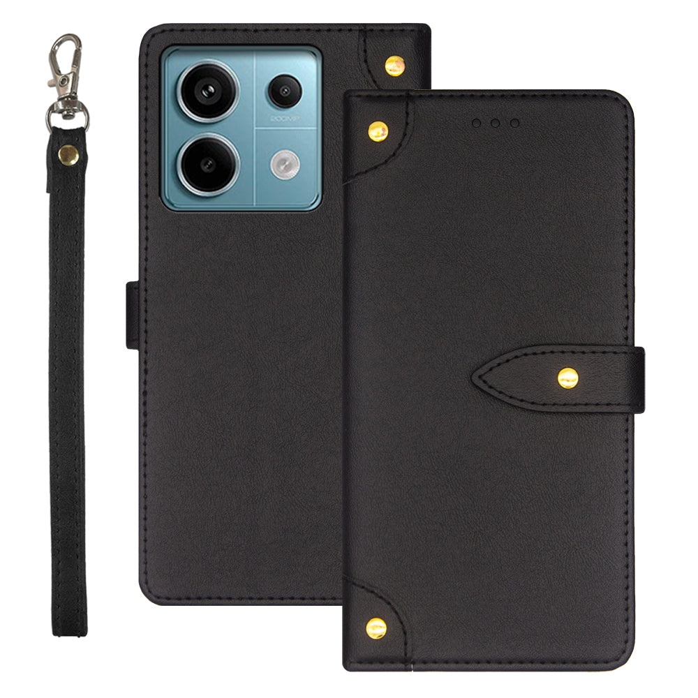 IDEWEI For Xiaomi Redmi Note 13 Pro 5G / Poco X6 5G PU Leather Flip Phone Cover with Card Holder Stand Function - Black