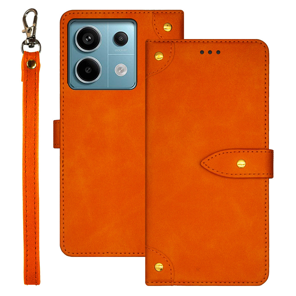 IDEWEI For Xiaomi Redmi Note 13 Pro 5G / Poco X6 5G PU Leather Flip Phone Cover with Card Holder Stand Function - Orange