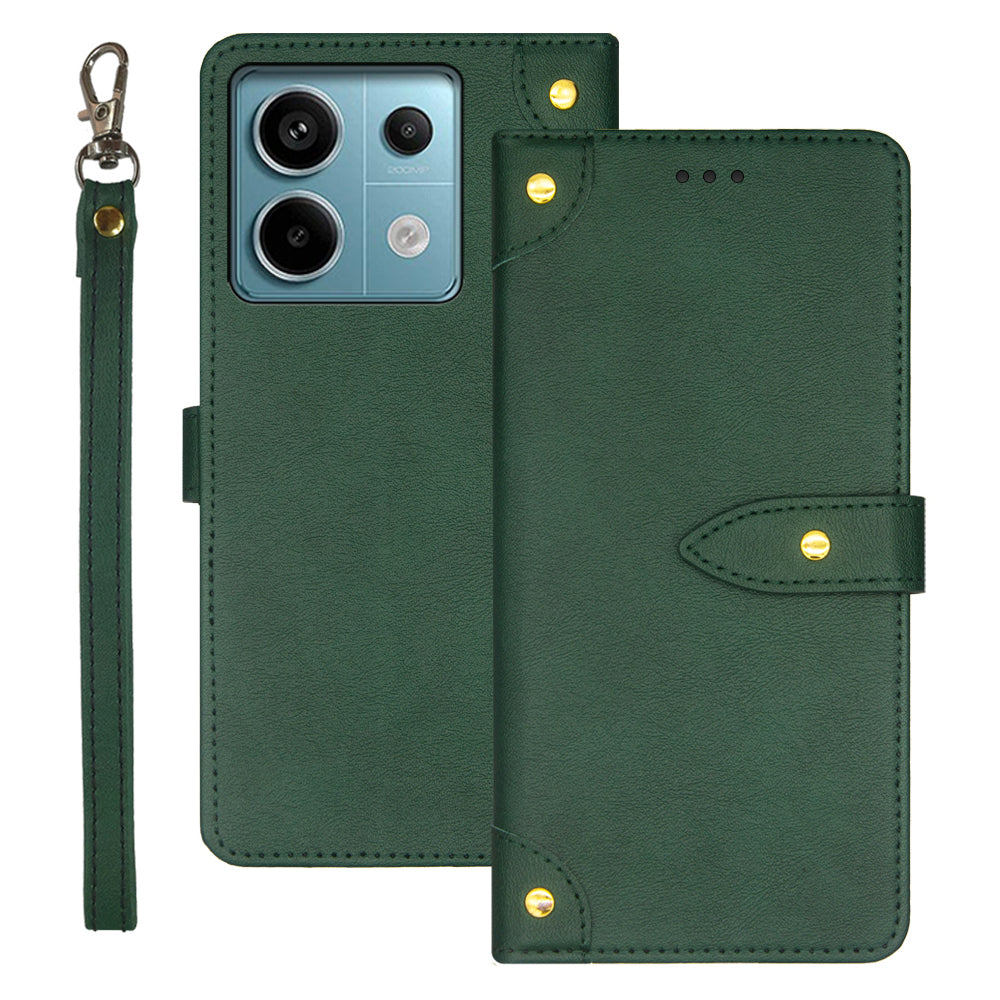 IDEWEI For Xiaomi Redmi Note 13 Pro 5G / Poco X6 5G PU Leather Flip Phone Cover with Card Holder Stand Function - Green