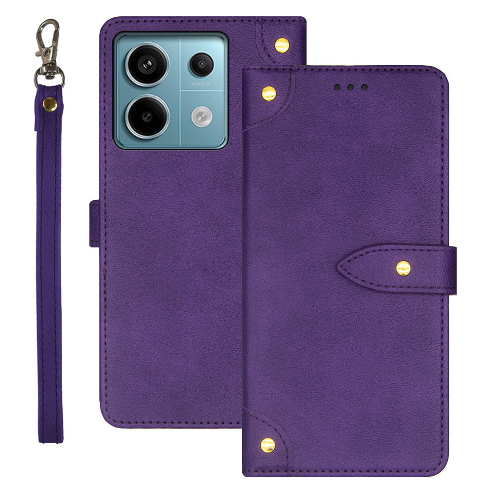 IDEWEI For Xiaomi Redmi Note 13 Pro 5G / Poco X6 5G PU Leather Flip Phone Cover with Card Holder Stand Function - Purple