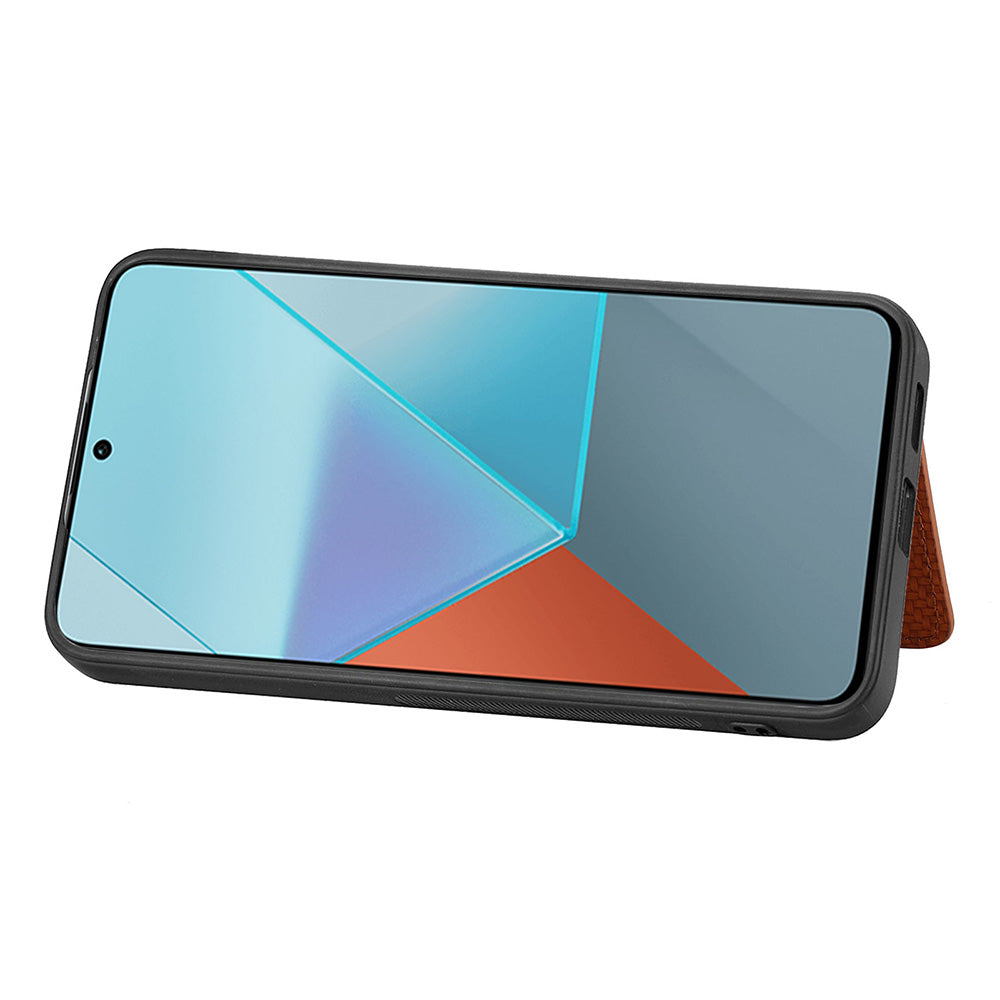 For Xiaomi Redmi Note 13 Pro 5G / Poco X6 5G Case Slim-Fit Kickstand Carbon Fiber Texture Protective Shell - Green