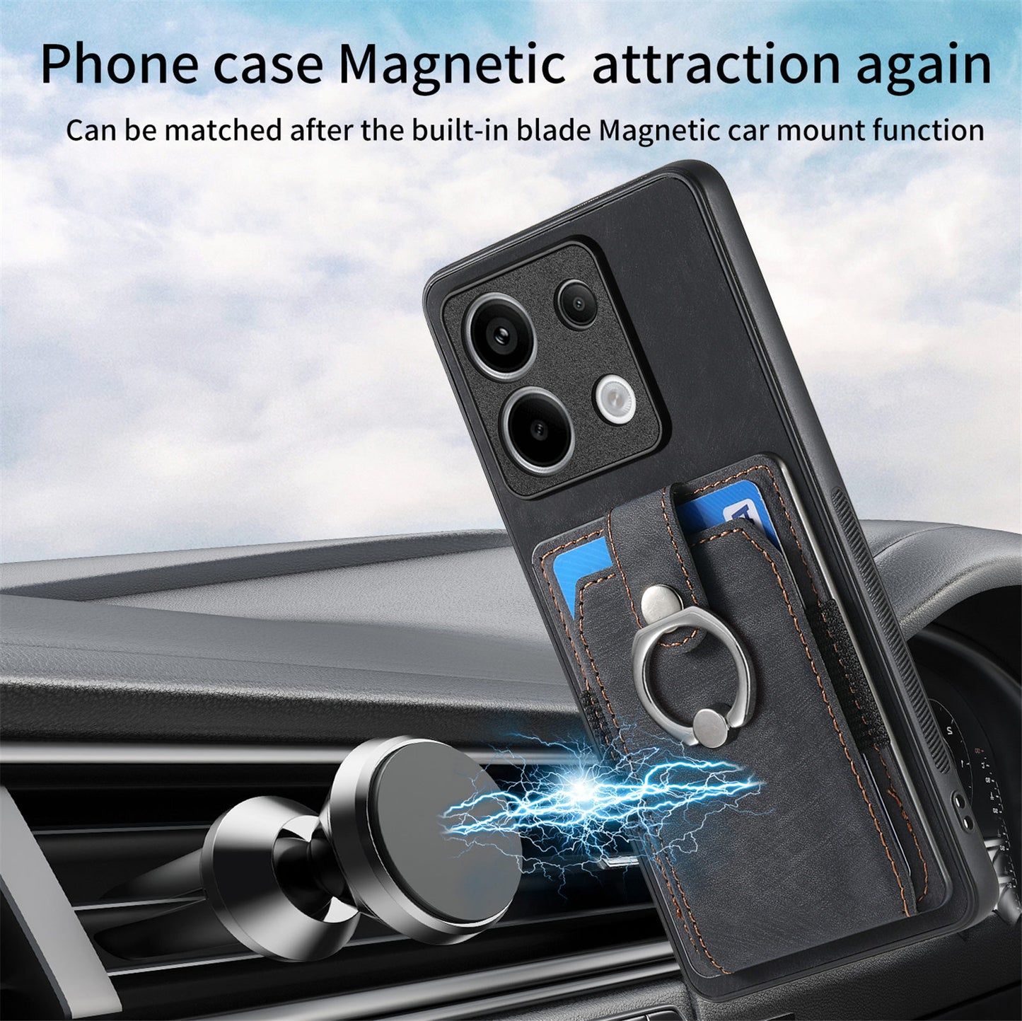 D2 For Xiaomi Redmi Note 13 Pro 5G / Poco X6 5G Phone Case with Ring Kickstand Anit-Fall Cover - Black