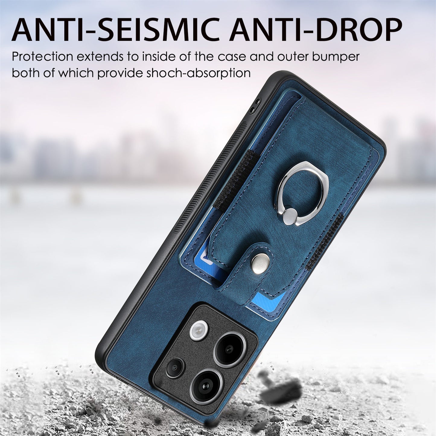 D2 For Xiaomi Redmi Note 13 Pro 5G / Poco X6 5G Phone Case with Ring Kickstand Anit-Fall Cover - Blue
