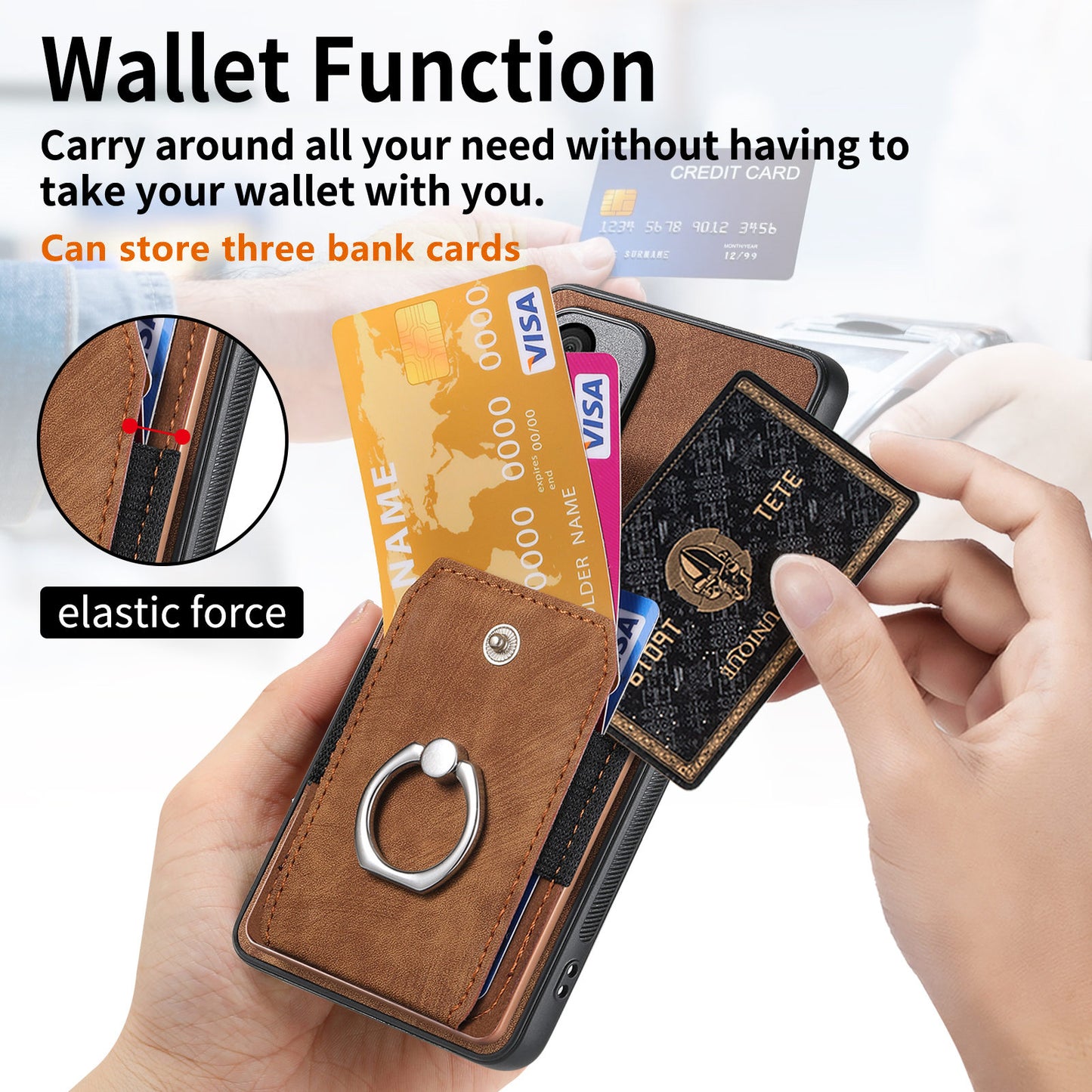 D2 For Xiaomi Redmi Note 13 Pro 5G / Poco X6 5G Phone Case with Ring Kickstand Anit-Fall Cover - Brown