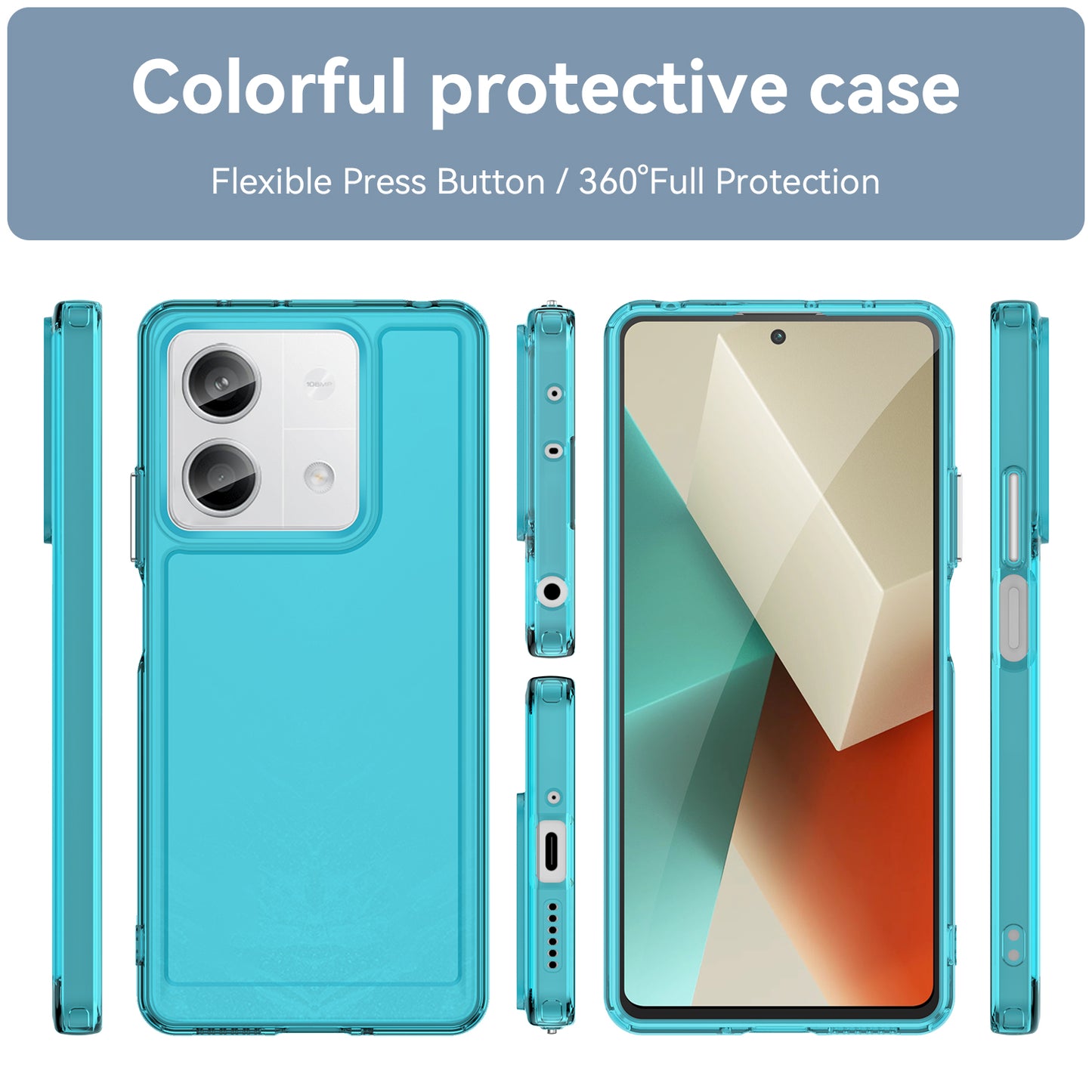 For Xiaomi Redmi Note 13 5G Case Candy Series Clear TPU Cell Phone Cover - Transparent Blue