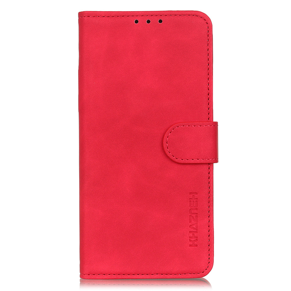 KHAZNEH For Xiaomi Redmi Note 13R Pro 5G Cell Phone Case Leather Retro Style Stand Cover - Red